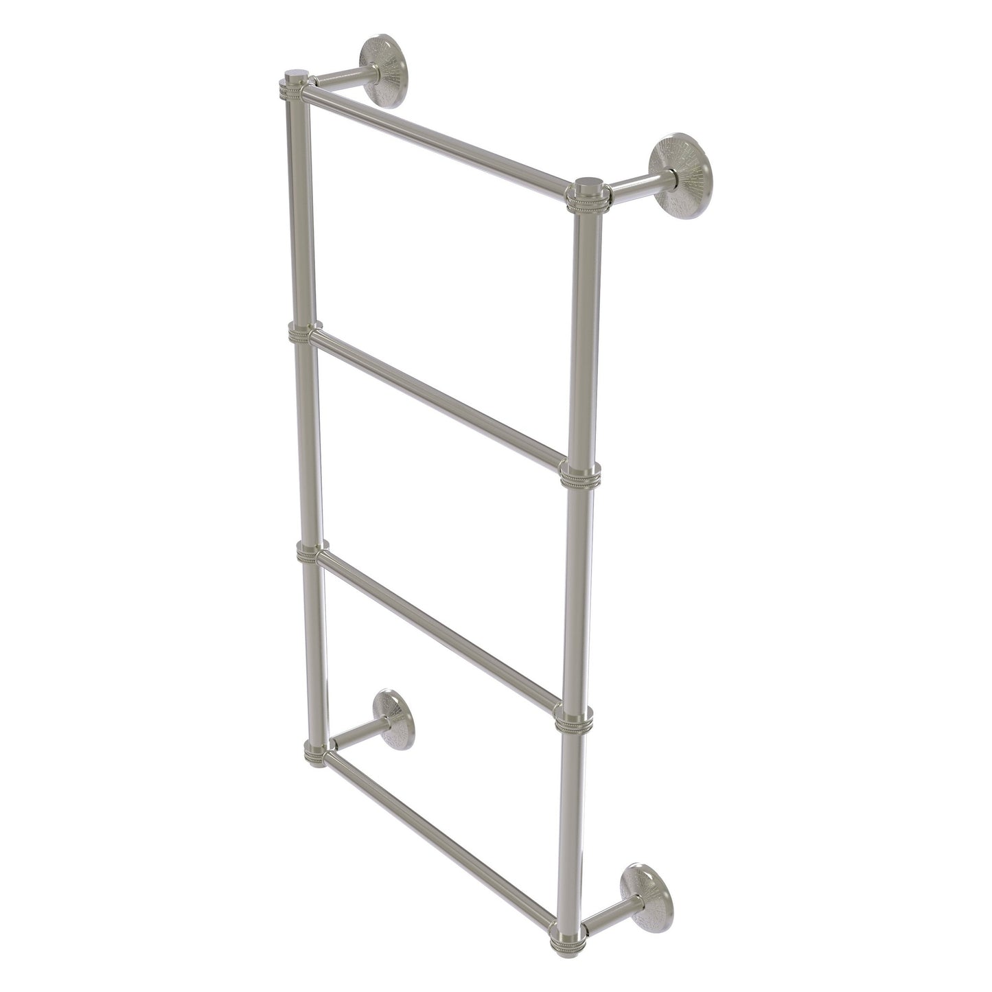 Allied Brass Monte Carlo 24" x 5.2" Satin Nickel Solid Brass 4-Tier Towel Bar With Dotted Detail