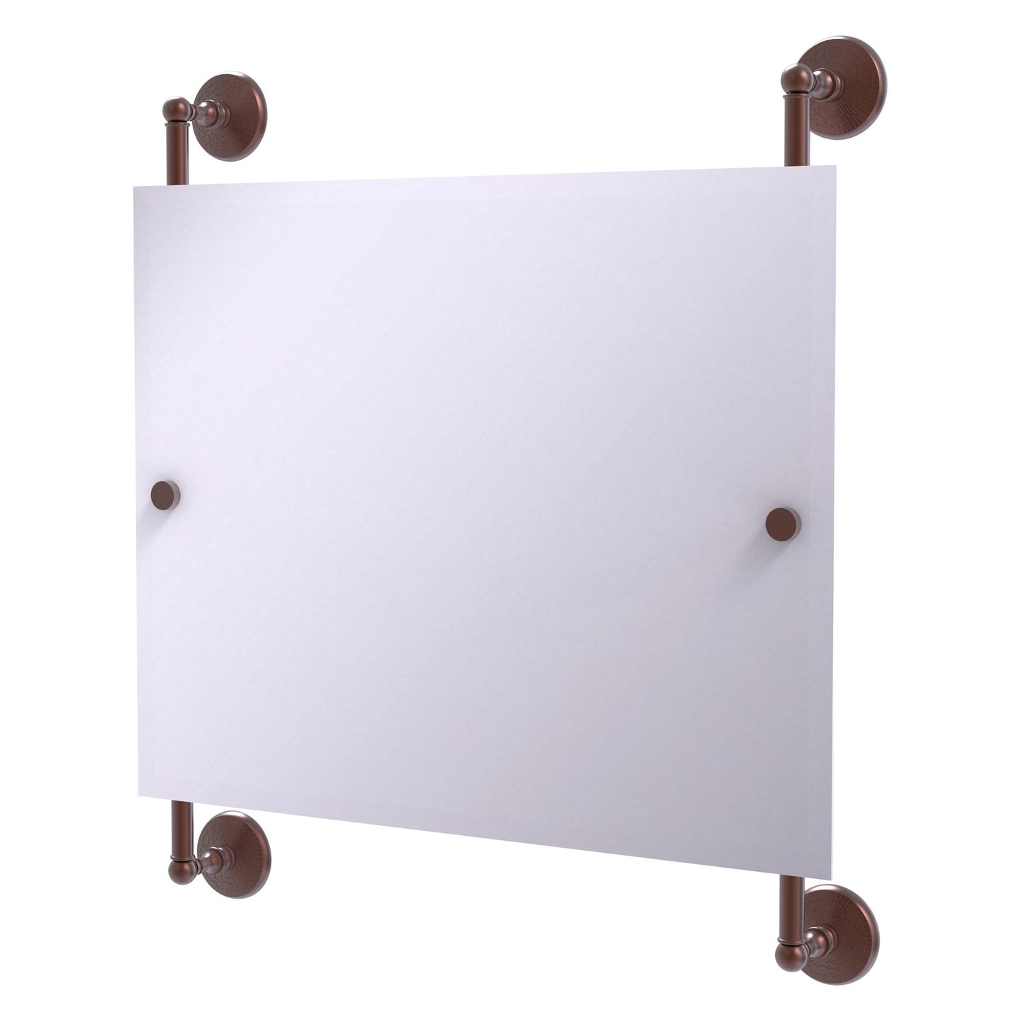 Allied Brass Monte Carlo 26" x 3.8" Antique Copper Solid Brass Landscape Rectangular Frameless Rail Mounted Mirror