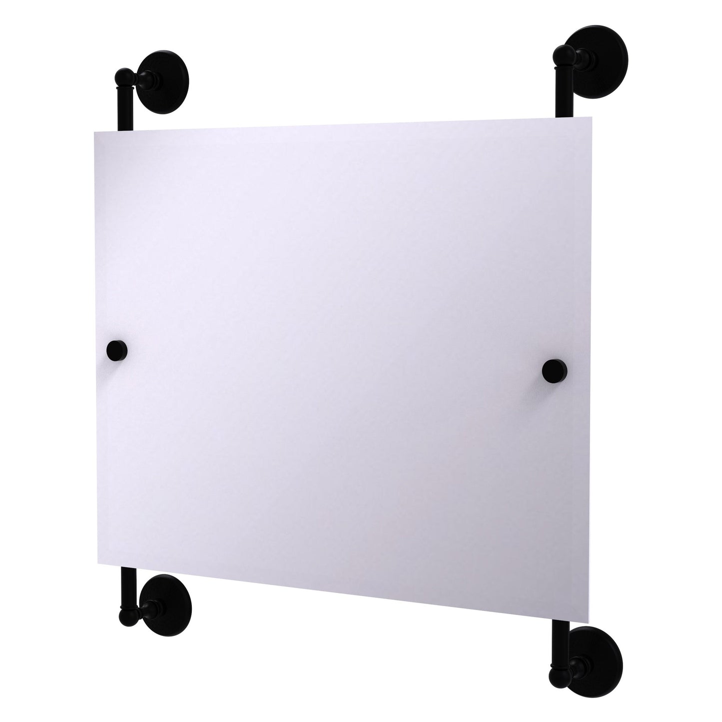 Allied Brass Monte Carlo 26" x 3.8" Matte Black Solid Brass Landscape Rectangular Frameless Rail Mounted Mirror