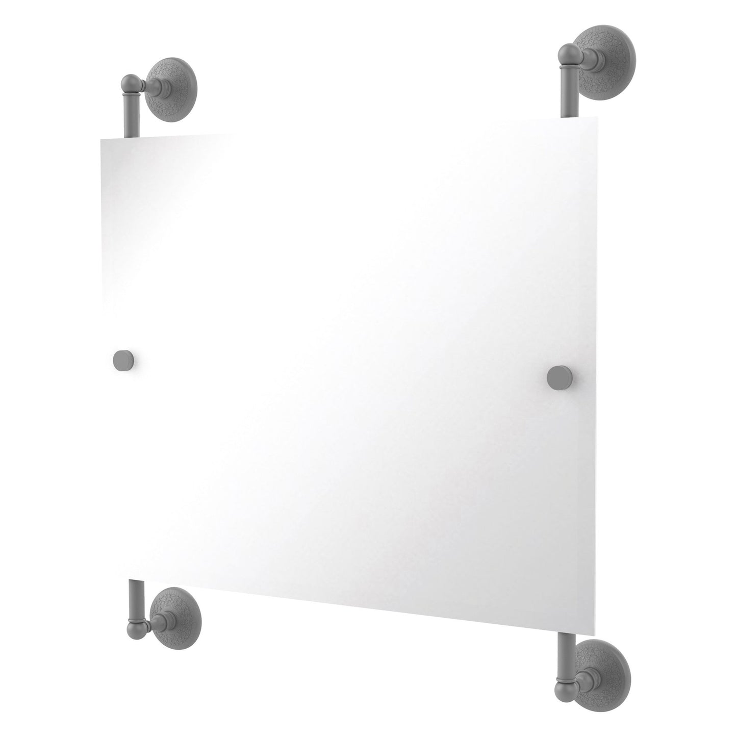 Allied Brass Monte Carlo 26" x 3.8" Matte Gray Solid Brass Landscape Rectangular Frameless Rail Mounted Mirror