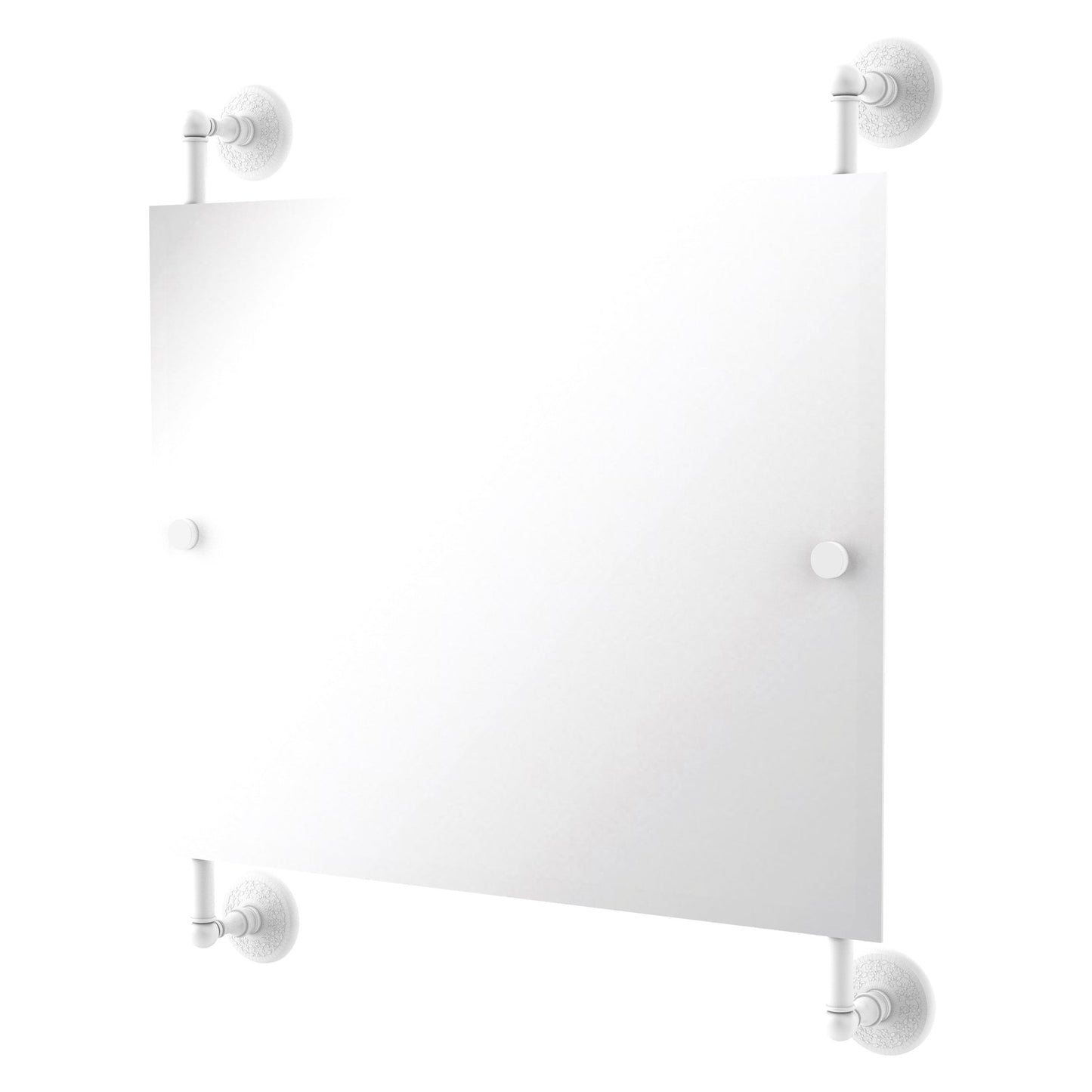 Allied Brass Monte Carlo 26" x 3.8" Matte White Solid Brass Landscape Rectangular Frameless Rail Mounted Mirror