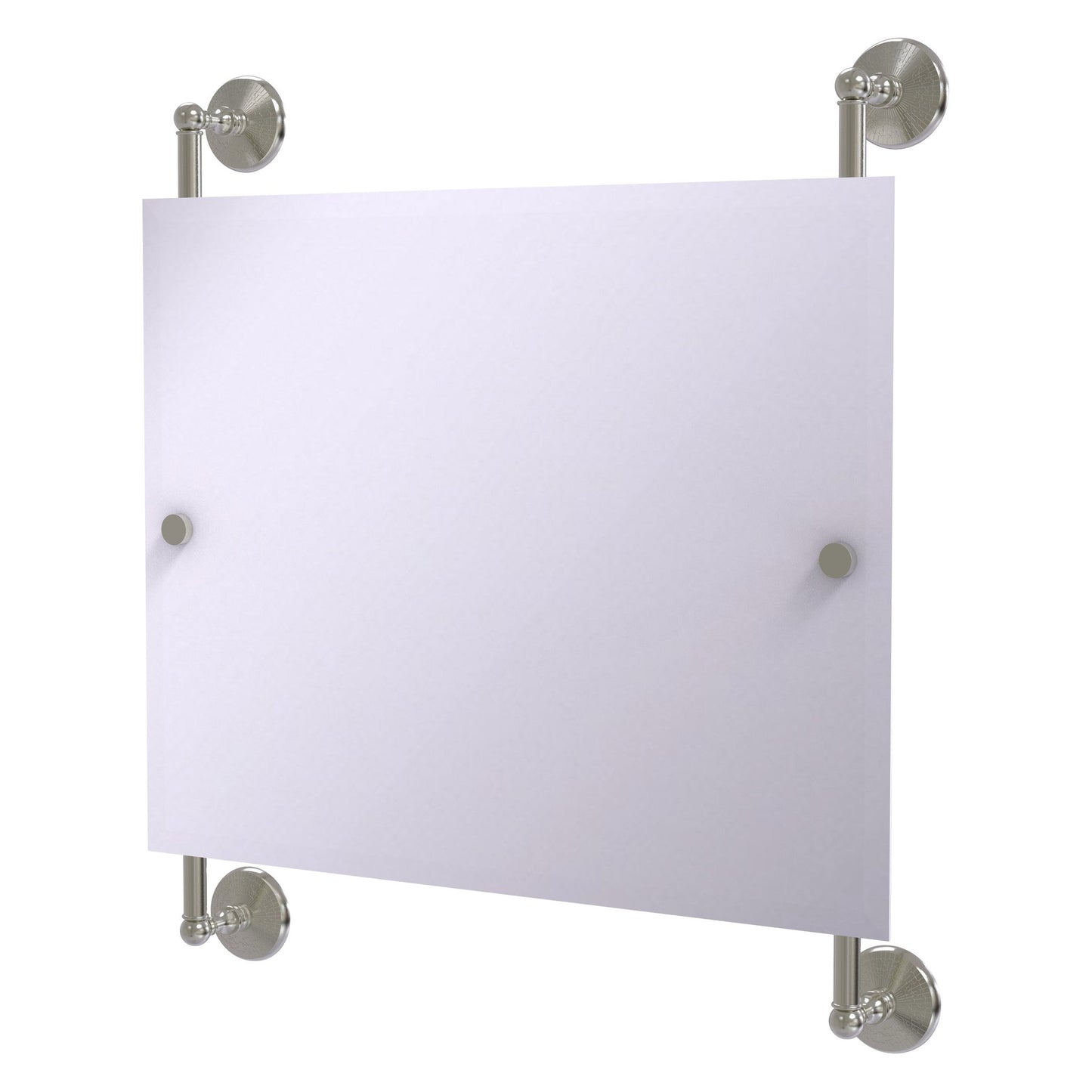 Allied Brass Monte Carlo 26" x 3.8" Satin Nickel Solid Brass Landscape Rectangular Frameless Rail Mounted Mirror