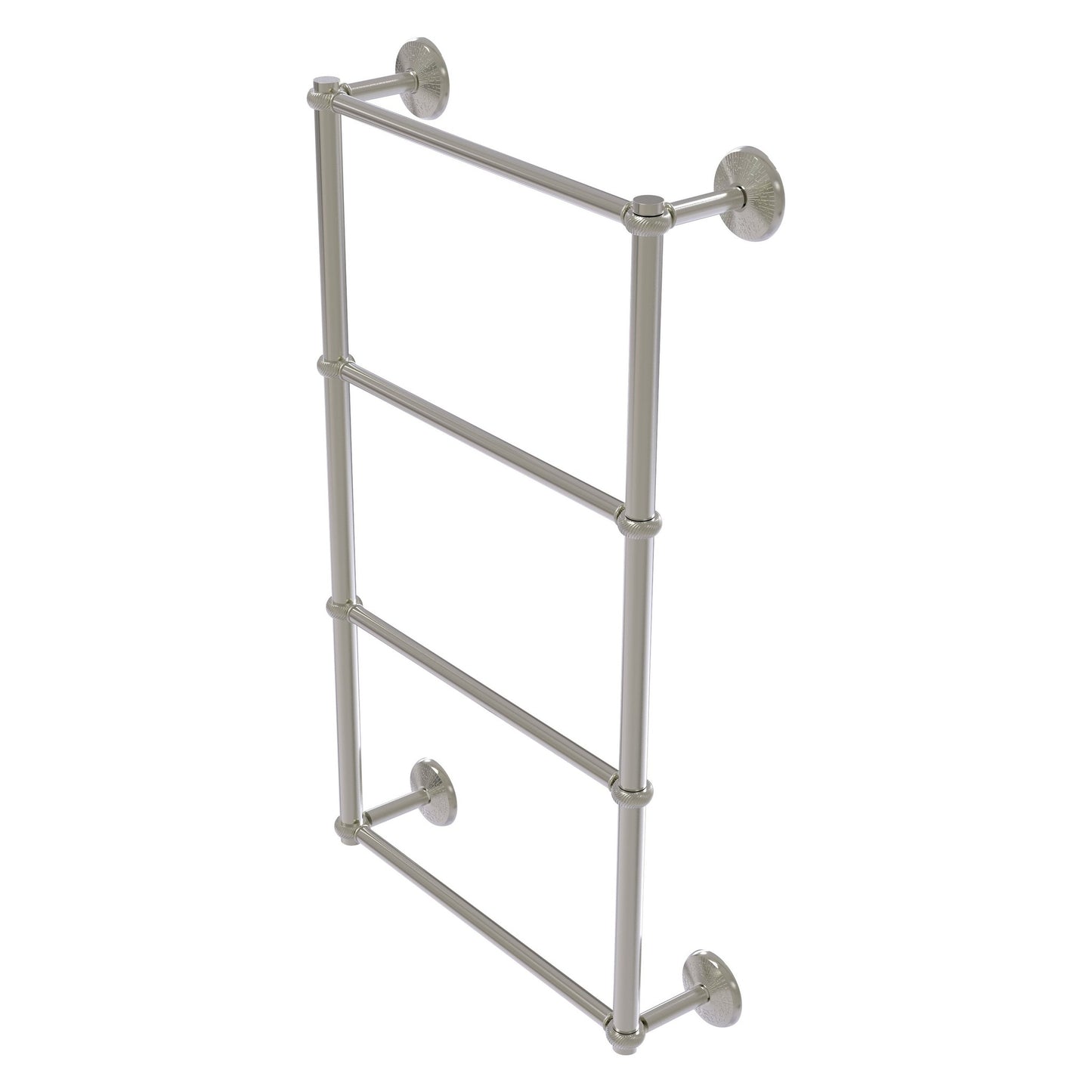 Allied Brass Monte Carlo 36" x 5.2" Satin Nickel Solid Brass 4-Tier Towel Bar With Twisted Detail