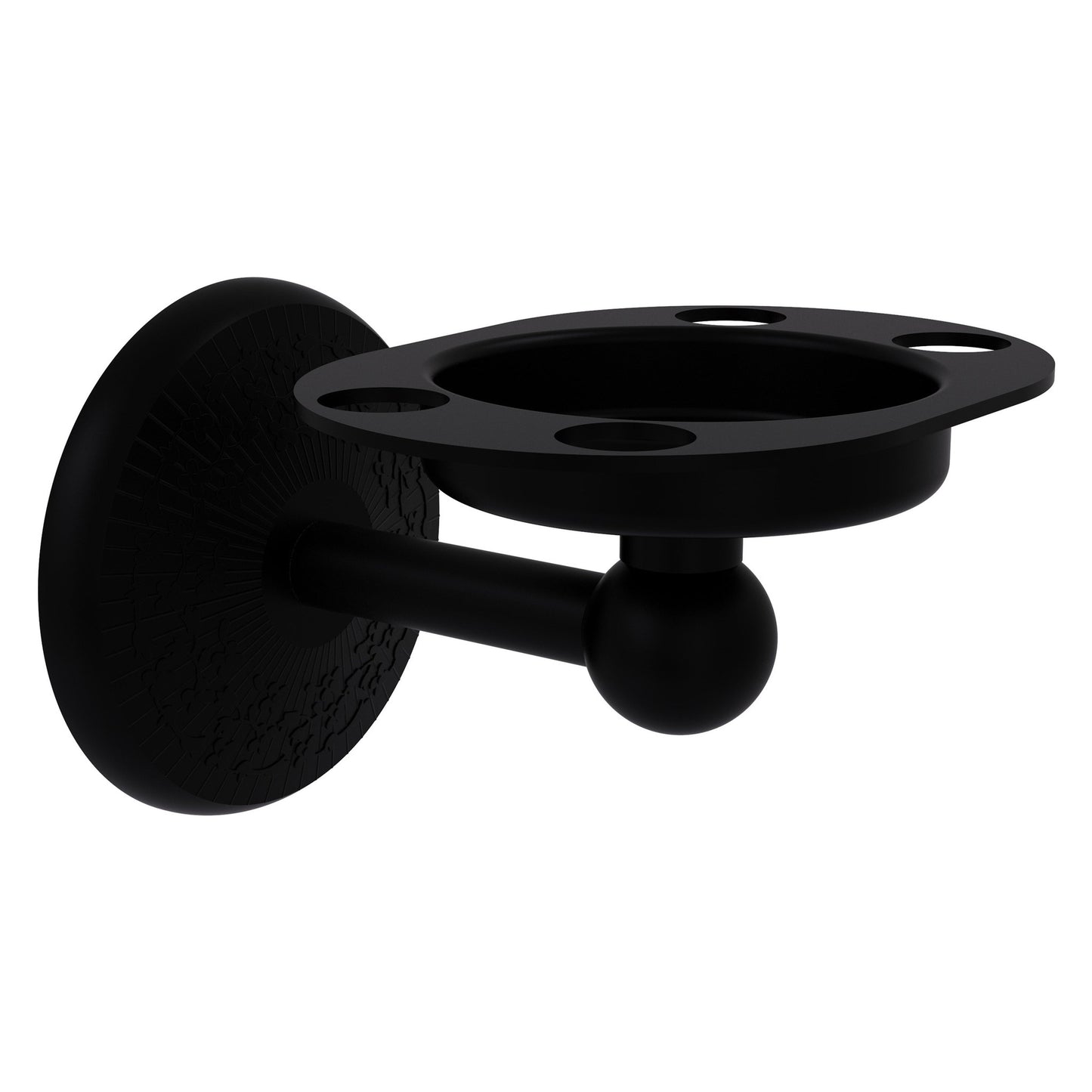 Allied Brass Monte Carlo 4.5" x 3.5" Matte Black Solid Brass Tumbler and Toothbrush Holder