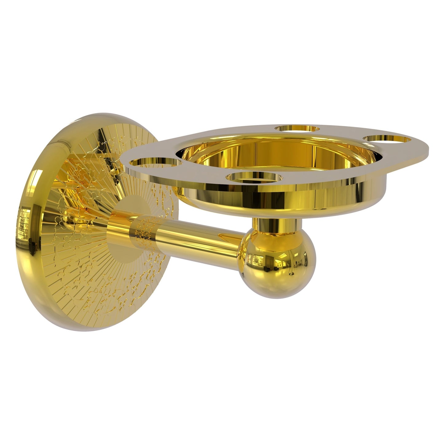 Allied Brass Monte Carlo 4.5" x 3.5" Polished Brass Solid Brass Tumbler and Toothbrush Holder