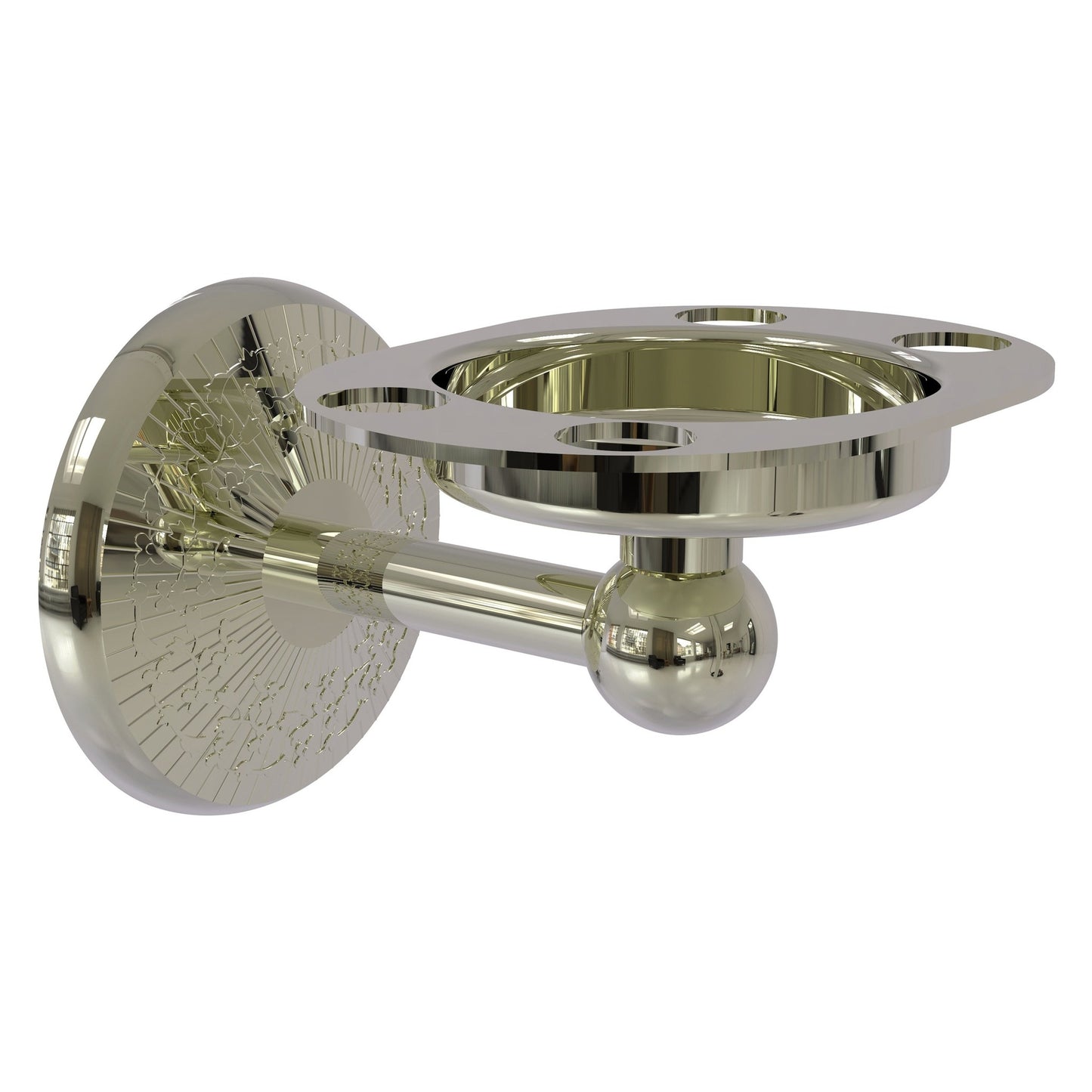 Allied Brass Monte Carlo 4.5" x 3.5" Polished Nickel Solid Brass Tumbler and Toothbrush Holder