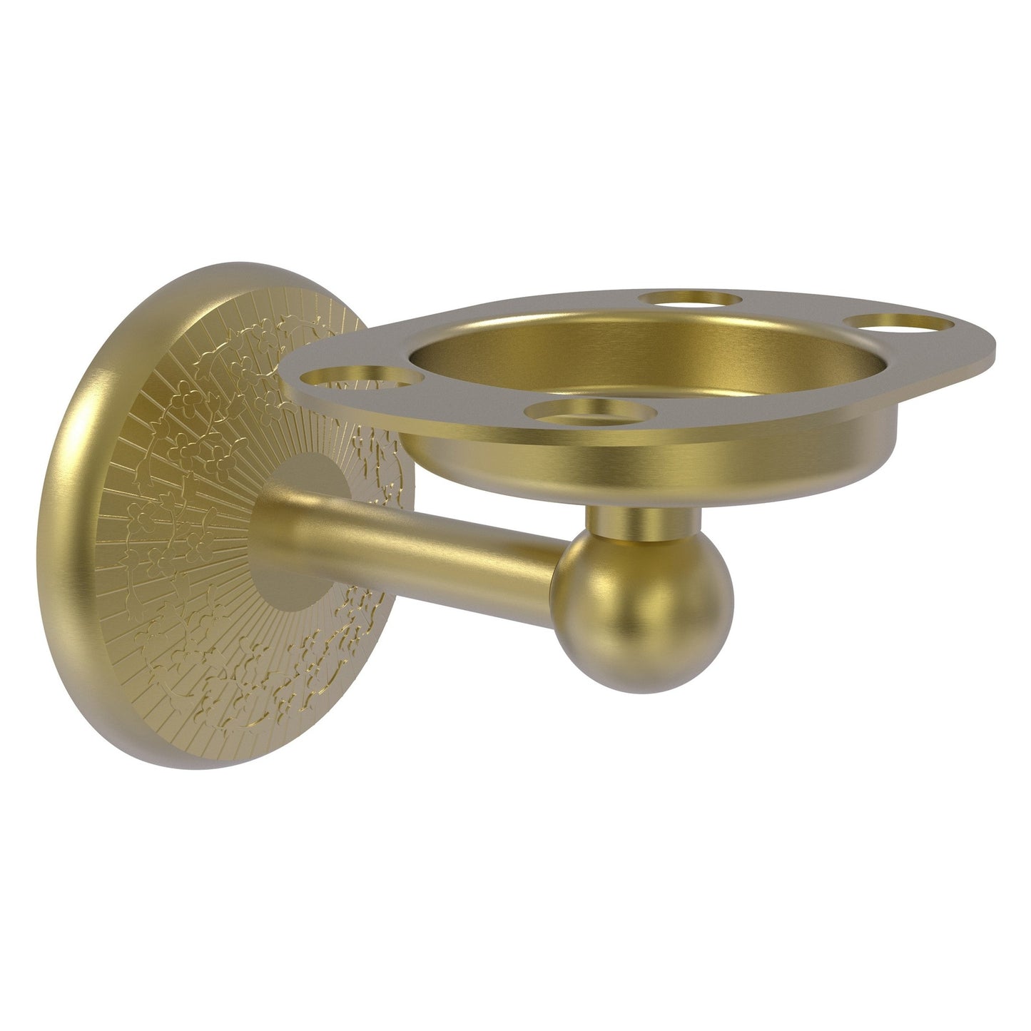 Allied Brass Monte Carlo 4.5" x 3.5" Satin Brass Solid Brass Tumbler and Toothbrush Holder