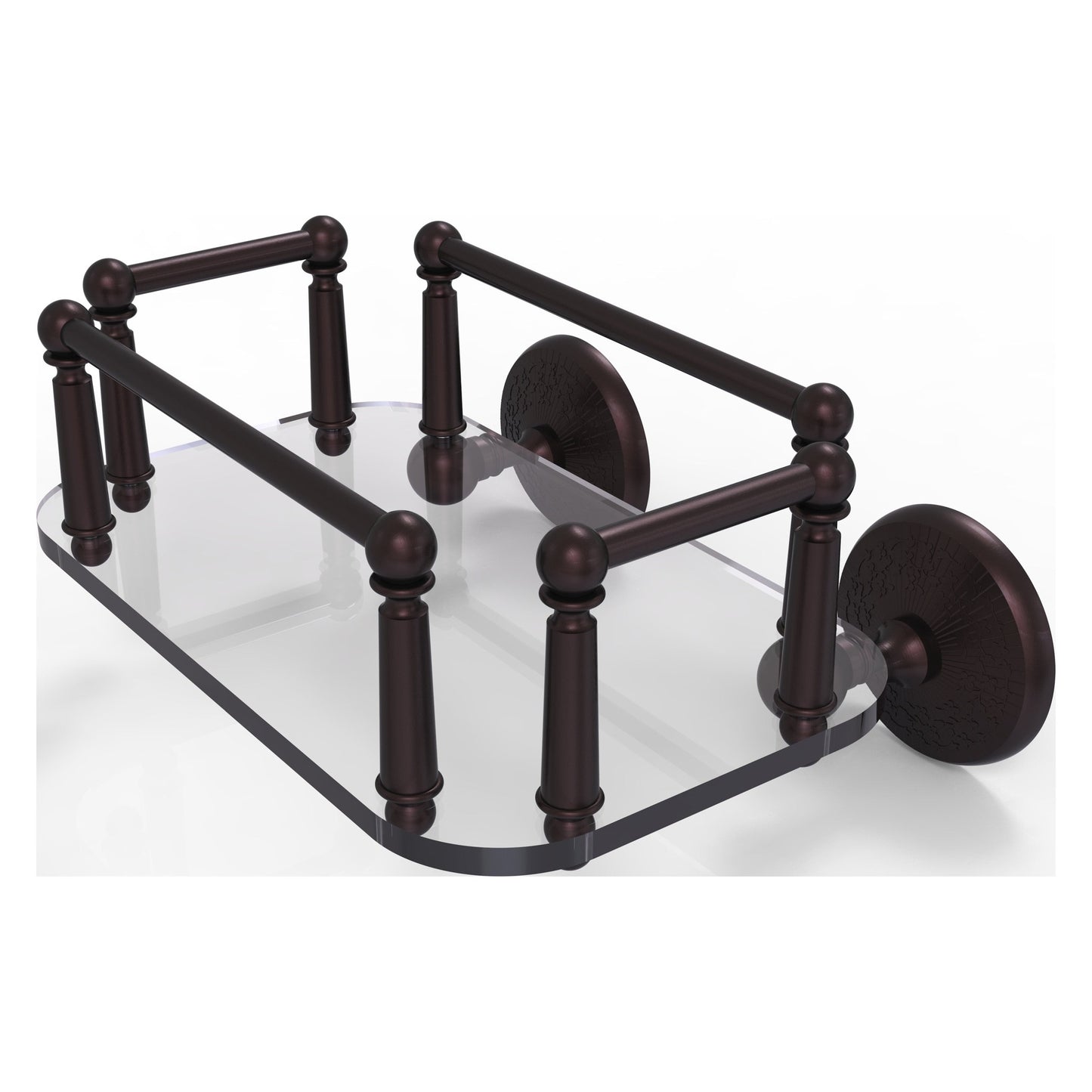 Allied Brass Monte Carlo MC-GT-5 10.25" x 8" Antique Bronze Solid Brass Wall-Mounted Glass Guest Towel Tray