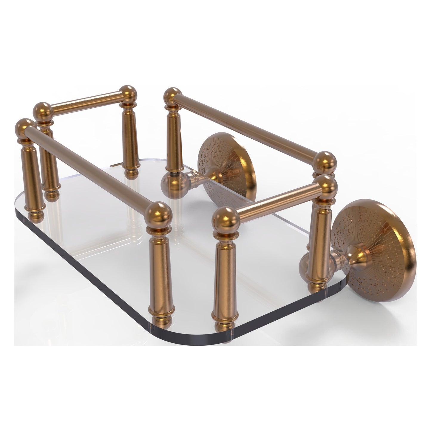 Allied Brass Monte Carlo MC-GT-5 10.25" x 8" Brushed Bronze Solid Brass Wall-Mounted Glass Guest Towel Tray