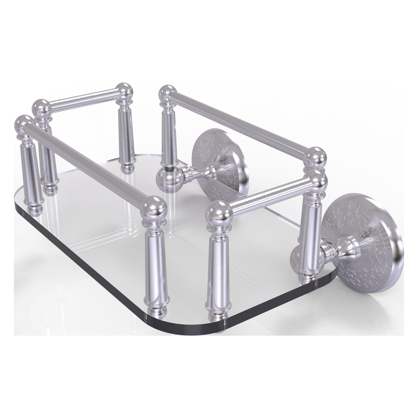 Allied Brass Monte Carlo MC-GT-5 10.25" x 8" Satin Chrome Solid Brass Wall-Mounted Glass Guest Towel Tray