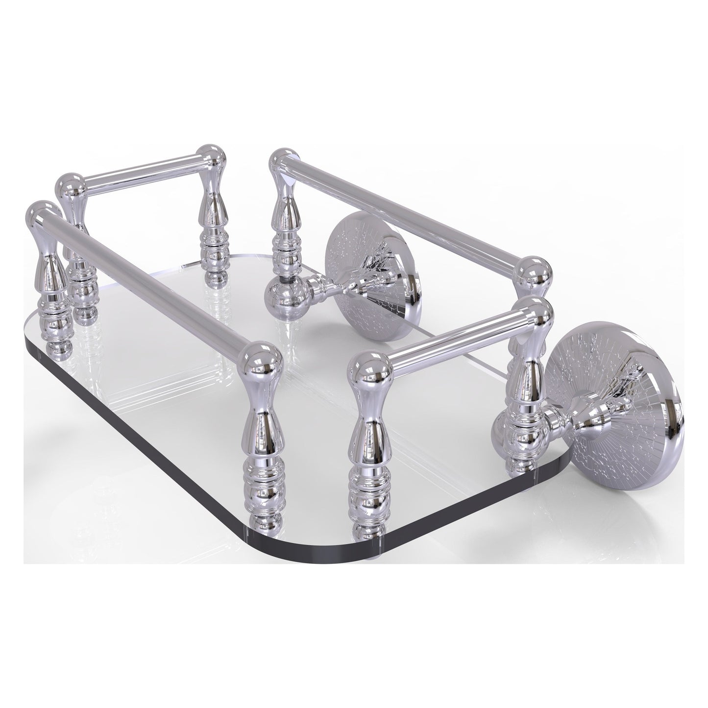 Allied Brass Monte Carlo MC-GT-6 10.25" x 8" Polished Chrome Solid Brass Wall-Mounted Glass Guest Towel Tray