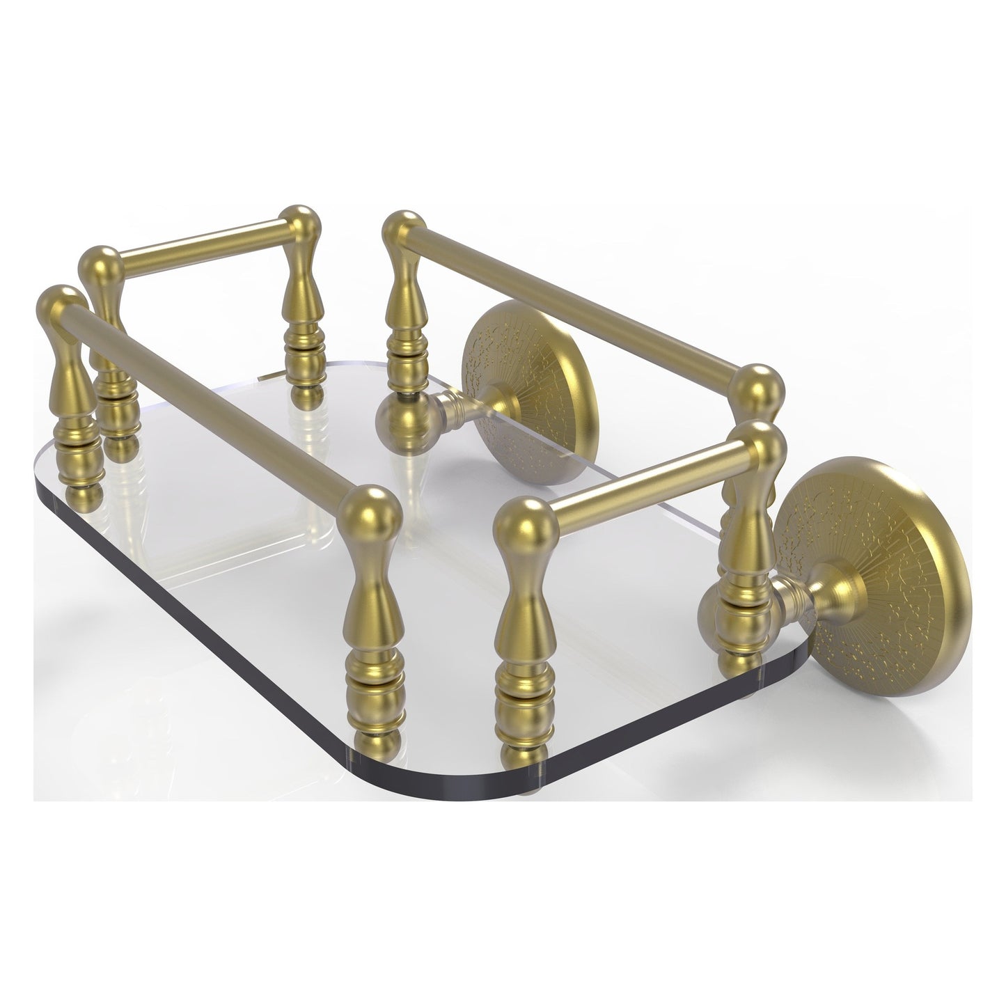 Allied Brass Monte Carlo MC-GT-6 10.25" x 8" Satin Brass Solid Brass Wall-Mounted Glass Guest Towel Tray