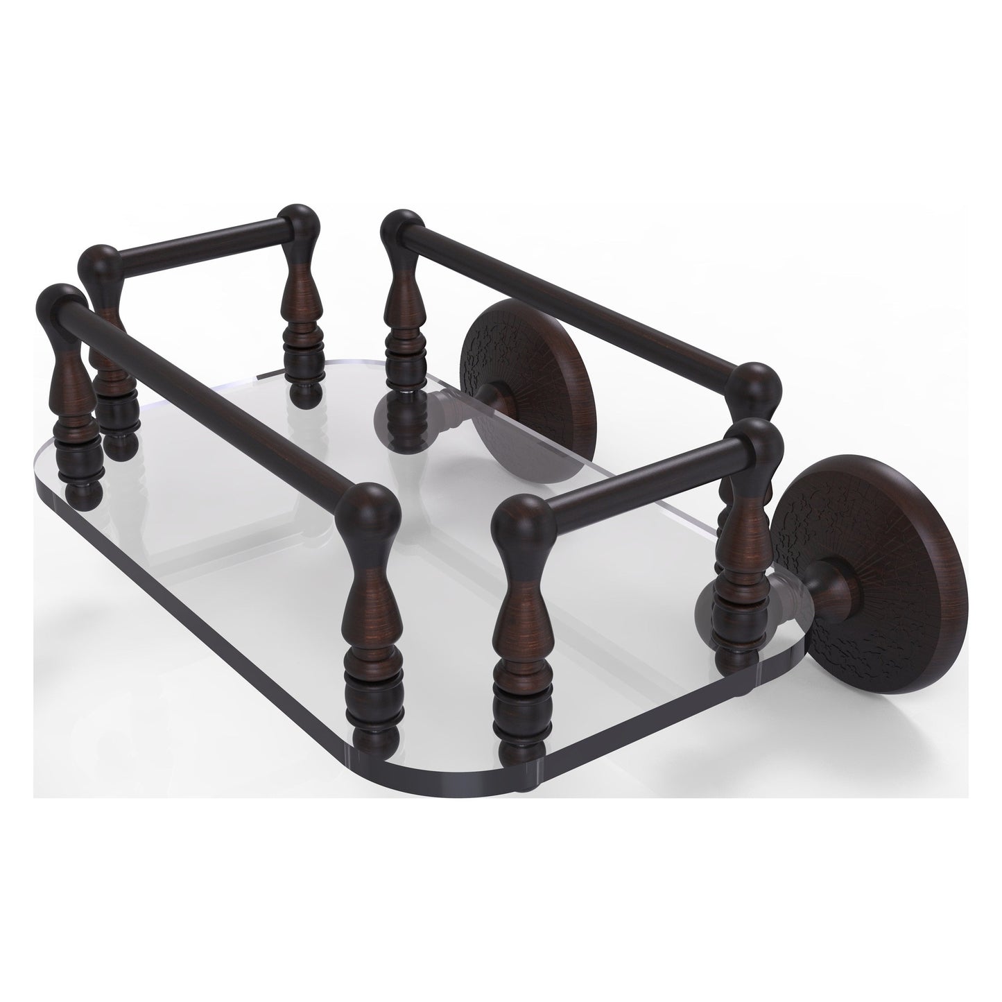 Allied Brass Monte Carlo MC-GT-6 10.25" x 8" Venetian Bronze Solid Brass Wall-Mounted Glass Guest Towel Tray