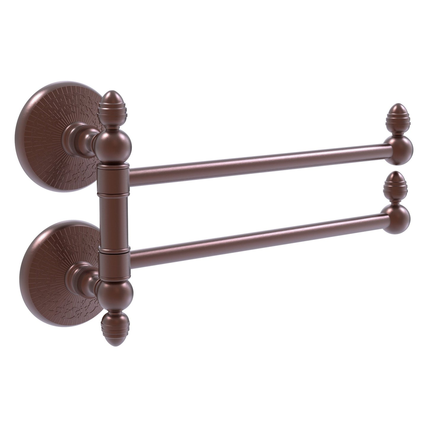 Allied Brass Monte Carlo MC-GTB-2 12.5" x 7" Antique Copper Solid Brass 2-Swing Arm Towel Rail