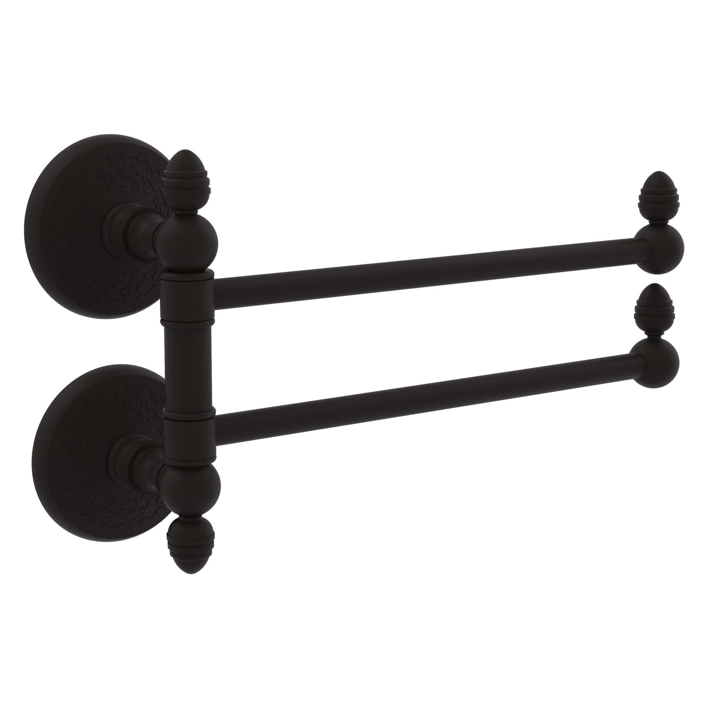Allied Brass Monte Carlo MC-GTB-2 12.5" x 7" Oil Rubbed Bronze Solid Brass 2-Swing Arm Towel Rail