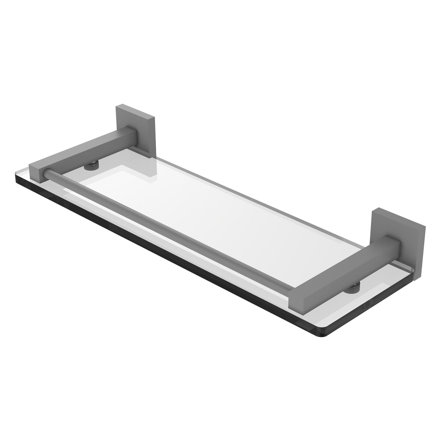 Allied Brass Montero 16" x 5.7" Matte Gray Solid Brass Glass Shelf With Gallery Rail