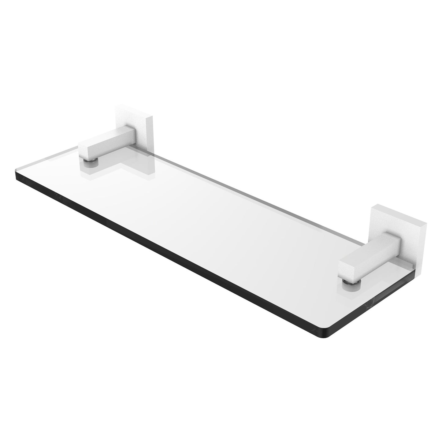 Allied Brass Montero 16" x 5.7" Matte White Solid Brass Glass Vanity Shelf With Beveled Edges