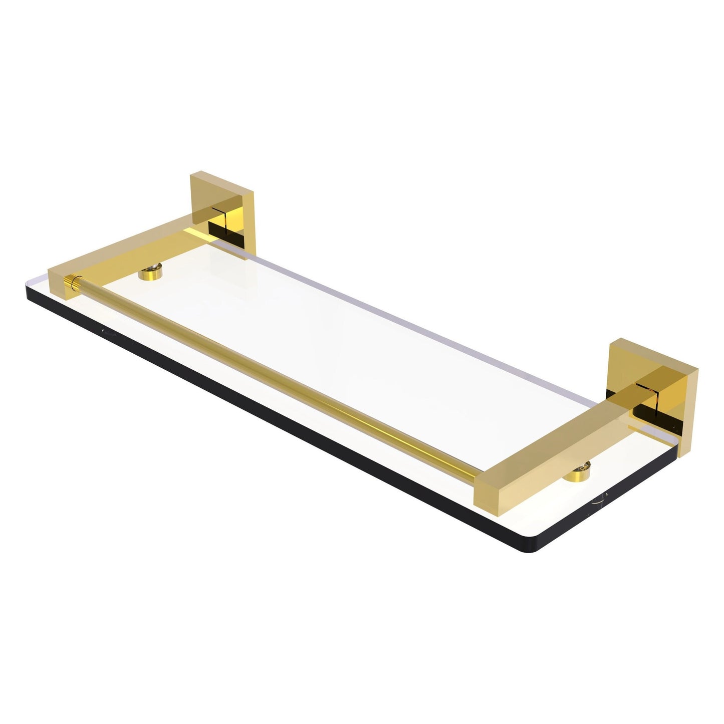 Allied Brass Montero 16" x 5.7" Polished Brass Solid Brass Glass Shelf With Gallery Rail