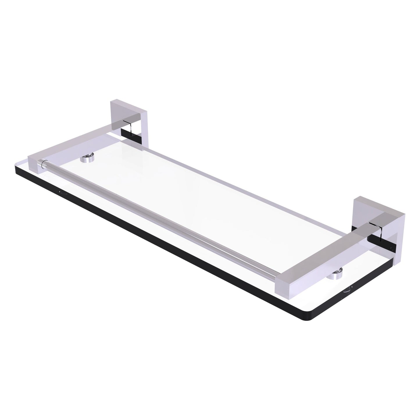 Allied Brass Montero 16" x 5.7" Polished Chrome Solid Brass Glass Shelf With Gallery Rail