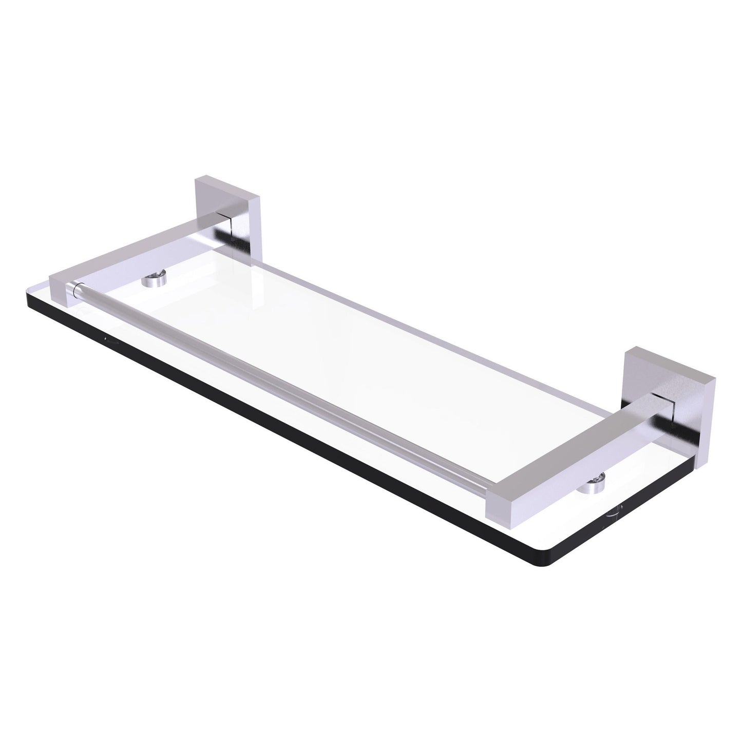 Allied Brass Montero 16" x 5.7" Satin Chrome Solid Brass Glass Shelf With Gallery Rail