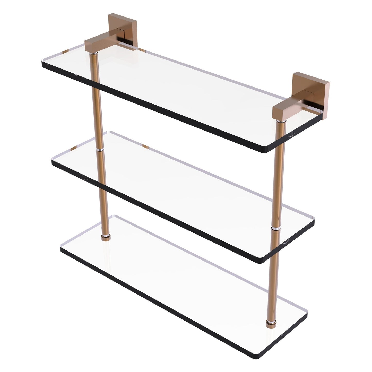 Allied Brass Montero 16" x 6.2" Brushed Bronze Solid Brass Triple-Tiered Glass Shelf