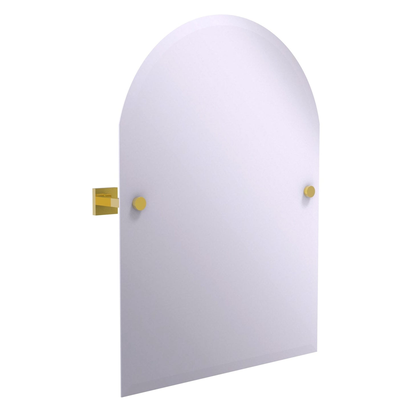 Allied Brass Montero 21" x 3.7" Polished Brass Solid Brass Contemporary Frameless Arched Top Tilt Mirror With Beveled Edge