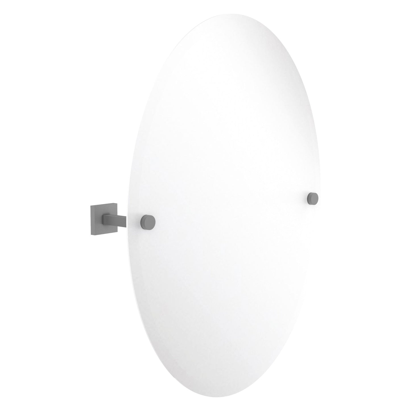 Allied Brass Montero 21.4" x 3.7" Matte Gray Solid Brass Contemporary Frameless Oval Tilt Mirror With Beveled Edge