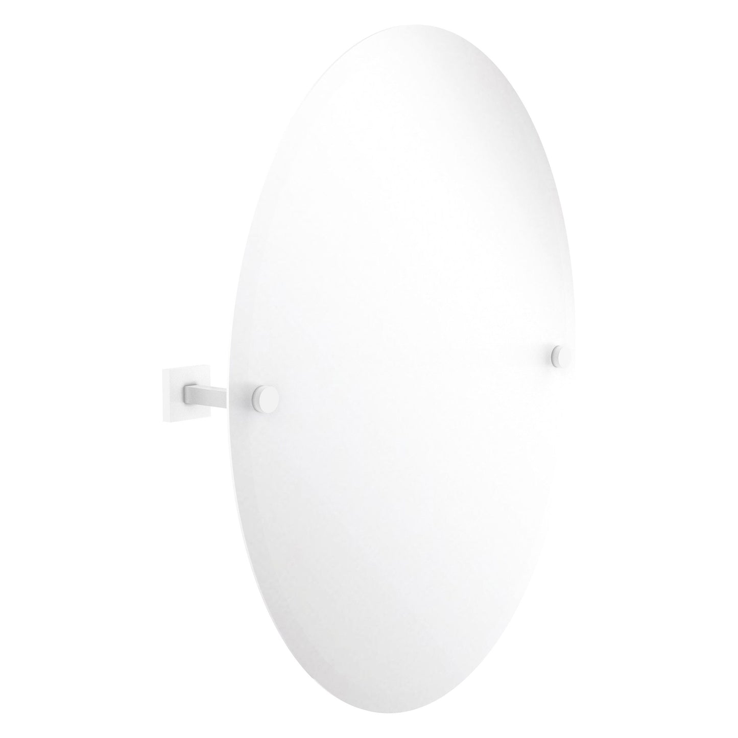 Allied Brass Montero 21.4" x 3.7" Matte White Solid Brass Contemporary Frameless Oval Tilt Mirror With Beveled Edge