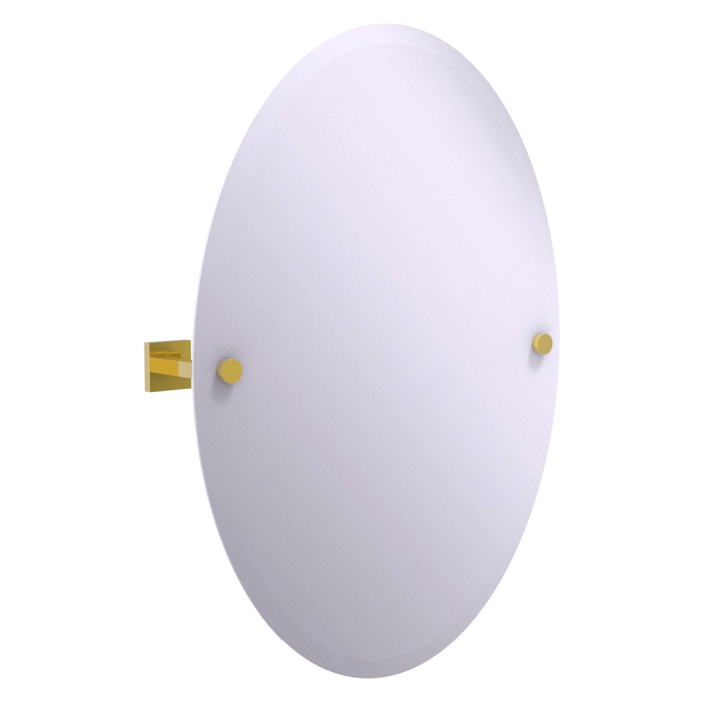 Allied Brass Montero 21.4" x 3.7" Polished Brass Solid Brass Contemporary Frameless Oval Tilt Mirror With Beveled Edge