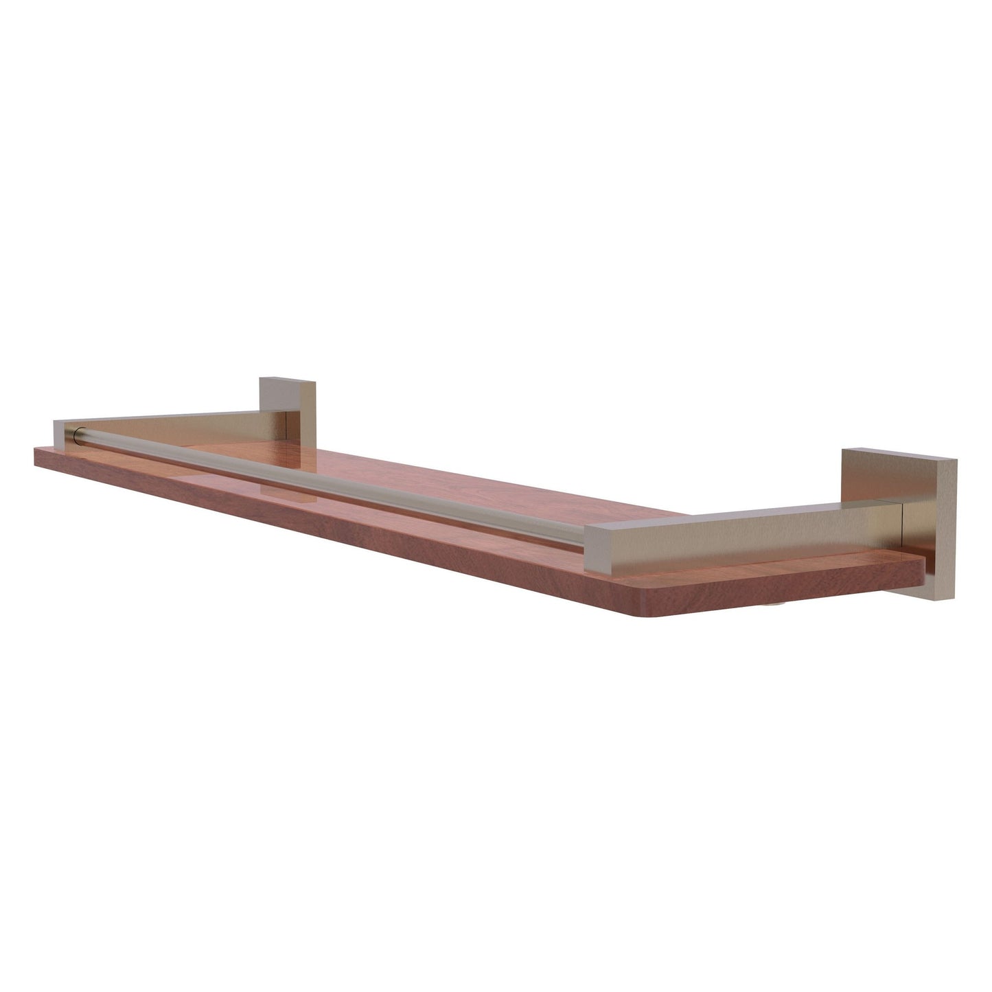 Allied Brass Montero 22" x 5" Antique Pewter Solid Brass Solid IPE Ironwood Shelf With Gallery Rail