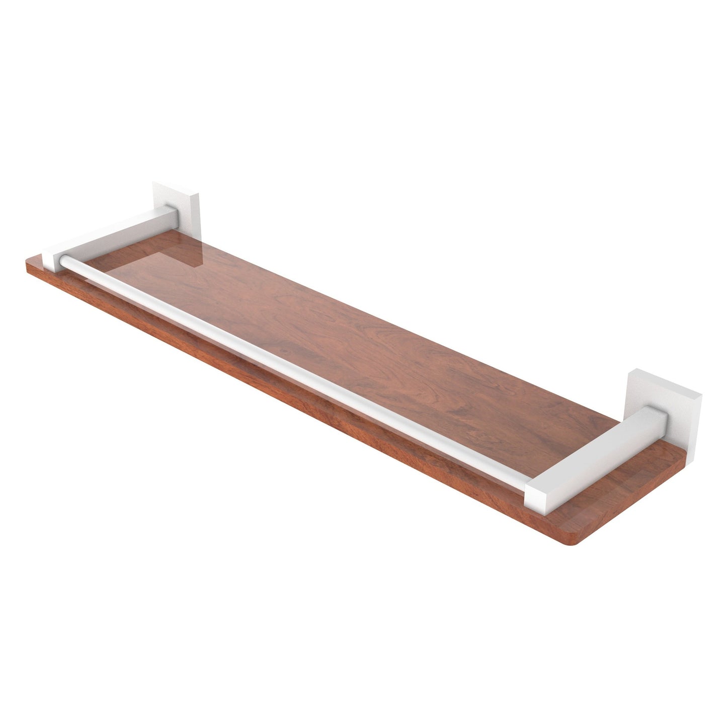 Allied Brass Montero 22" x 5" Matte White Solid Brass Solid IPE Ironwood Shelf With Gallery Rail