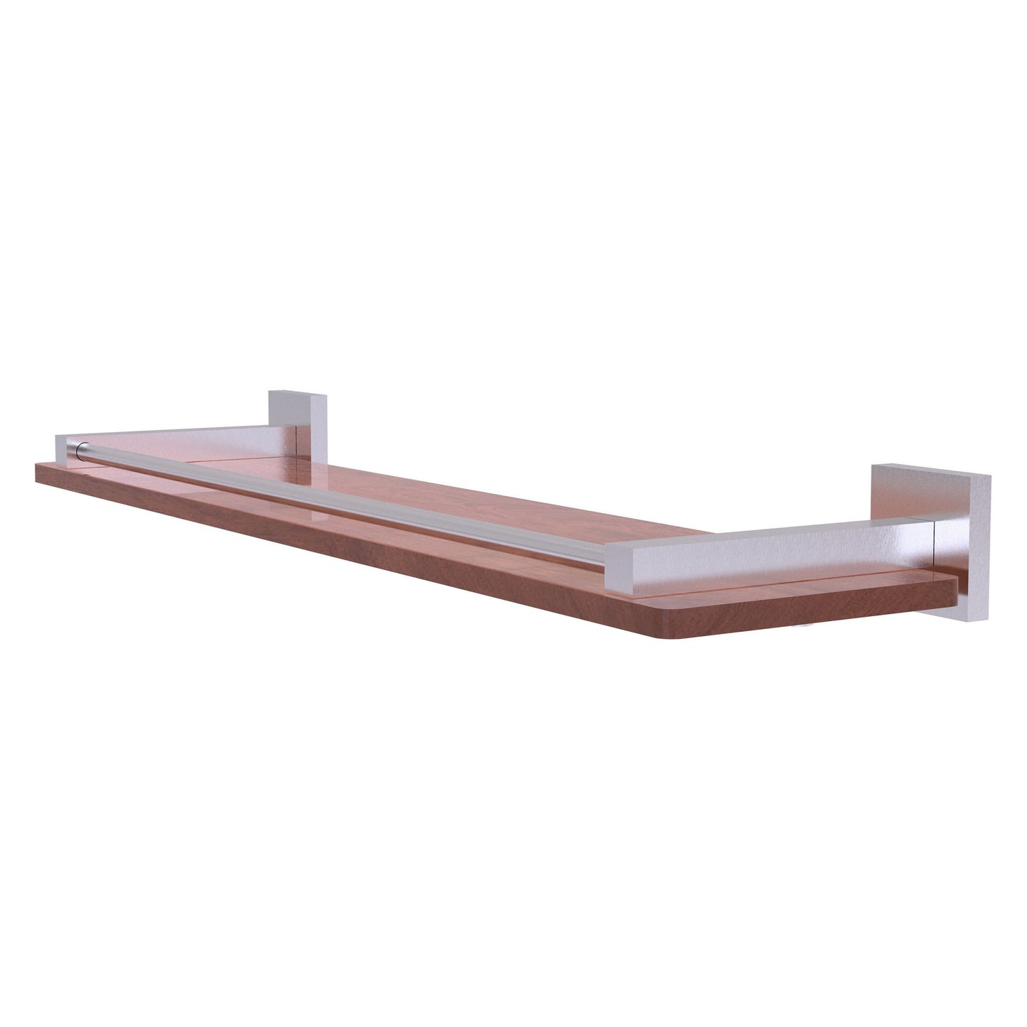 Allied Brass Montero 22" x 5" Satin Chrome Solid Brass Solid IPE Ironwood Shelf With Gallery Rail