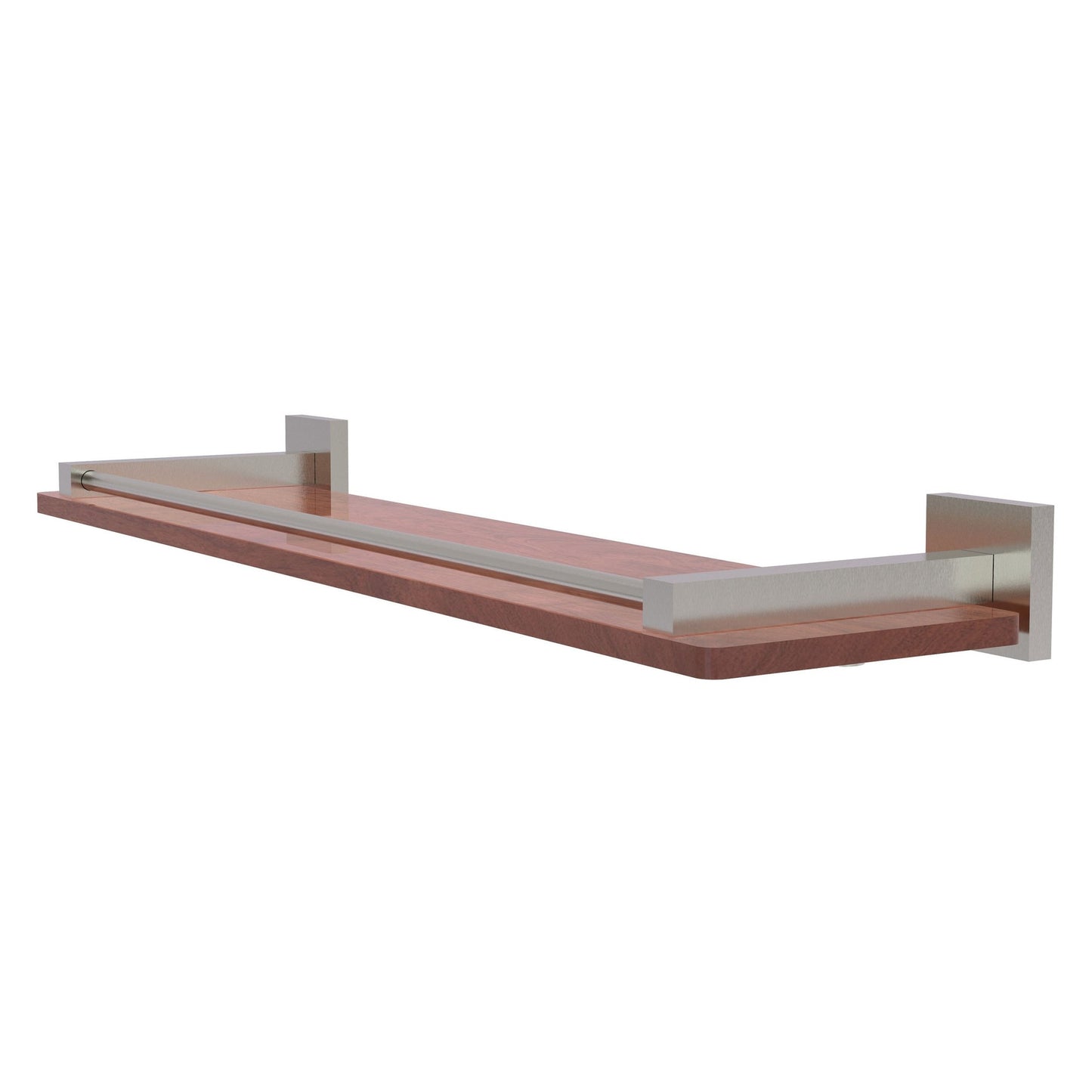 Allied Brass Montero 22" x 5" Satin Nickel Solid Brass Solid IPE Ironwood Shelf With Gallery Rail