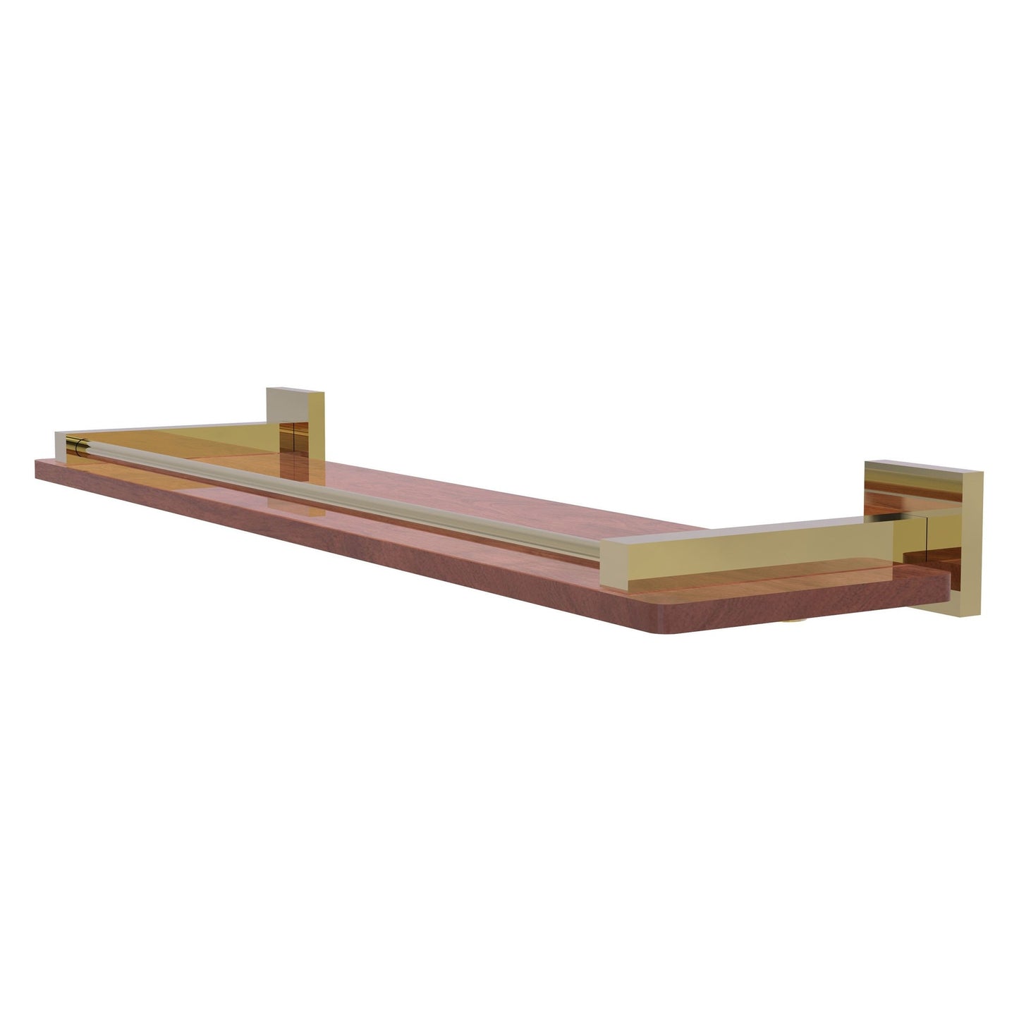 Allied Brass Montero 22" x 5" Unlacquered Brass Solid Brass Solid IPE Ironwood Shelf With Gallery Rail