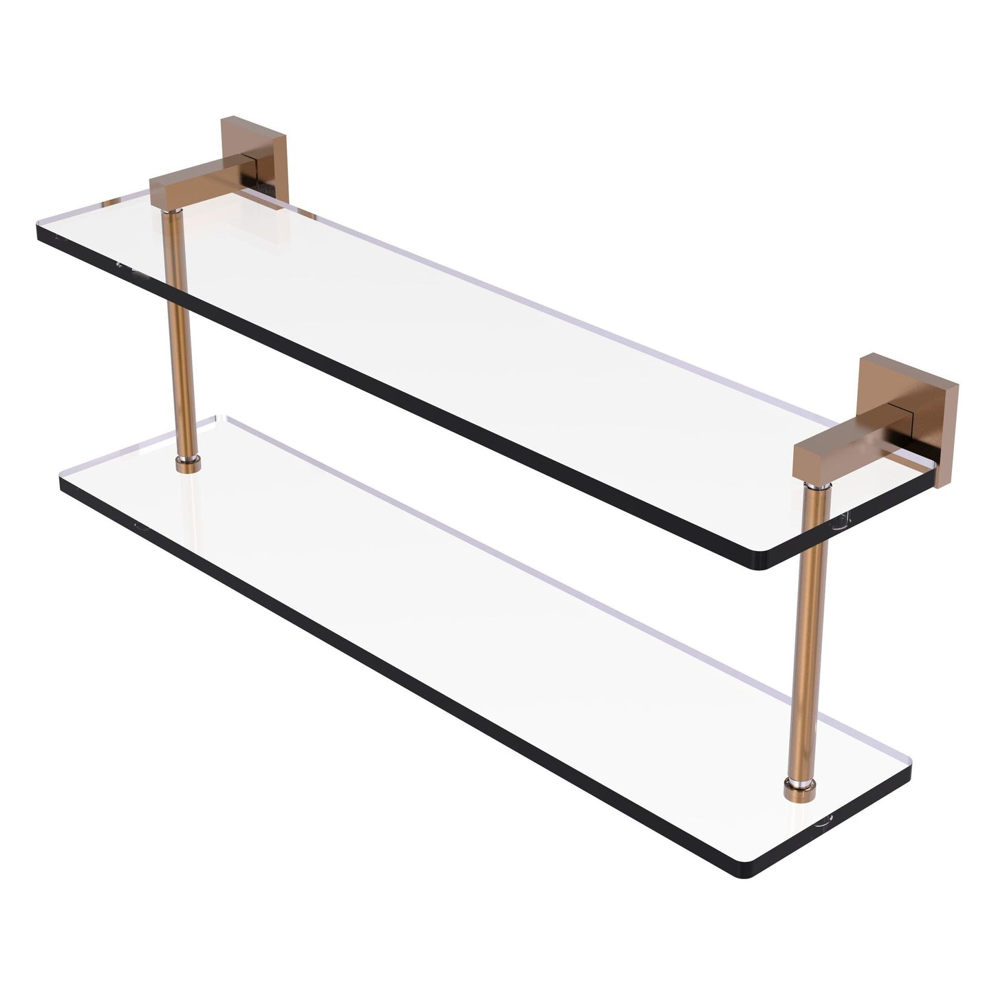 Allied Brass Montero 22" x 5.7" Brushed Bronze Solid Brass Two-Tiered Glass Shelf