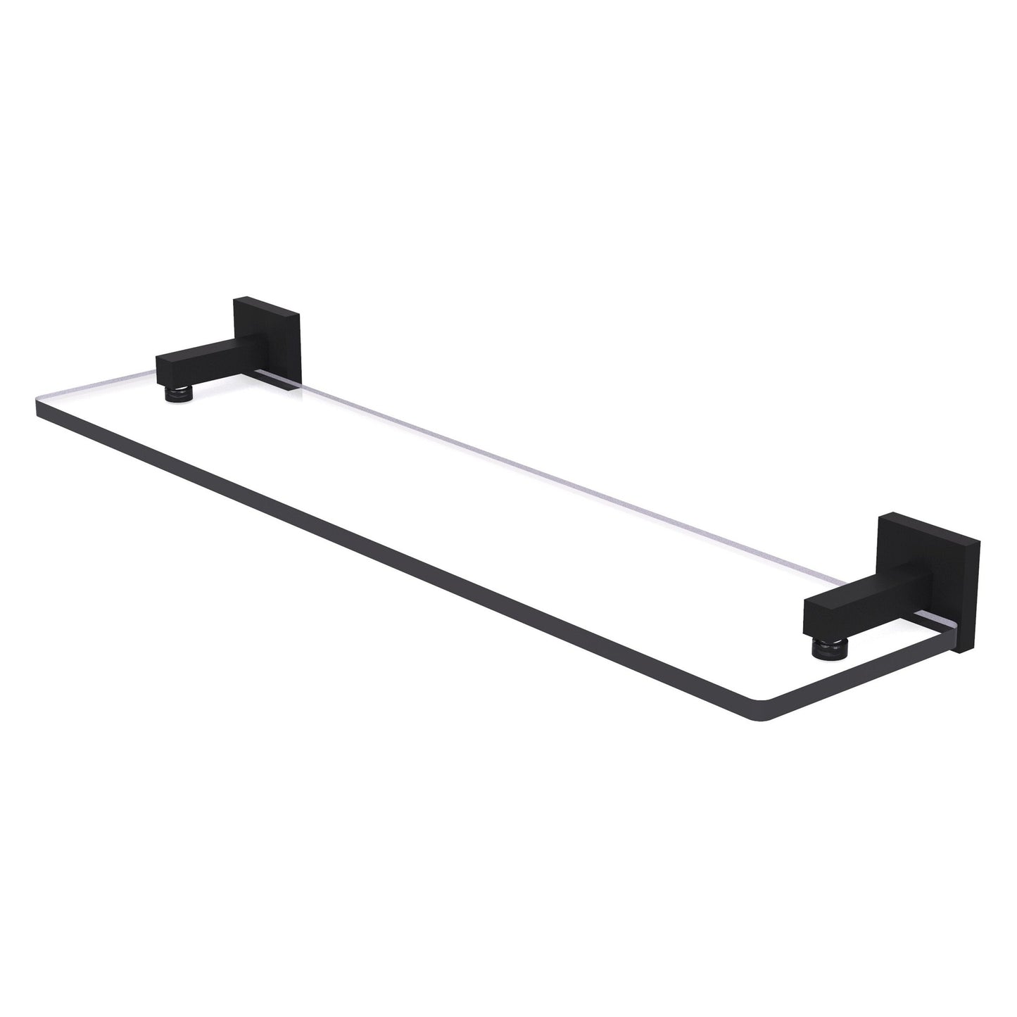 Allied Brass Montero 22" x 5.7" Matte Black Solid Brass Glass Vanity Shelf With Beveled Edges