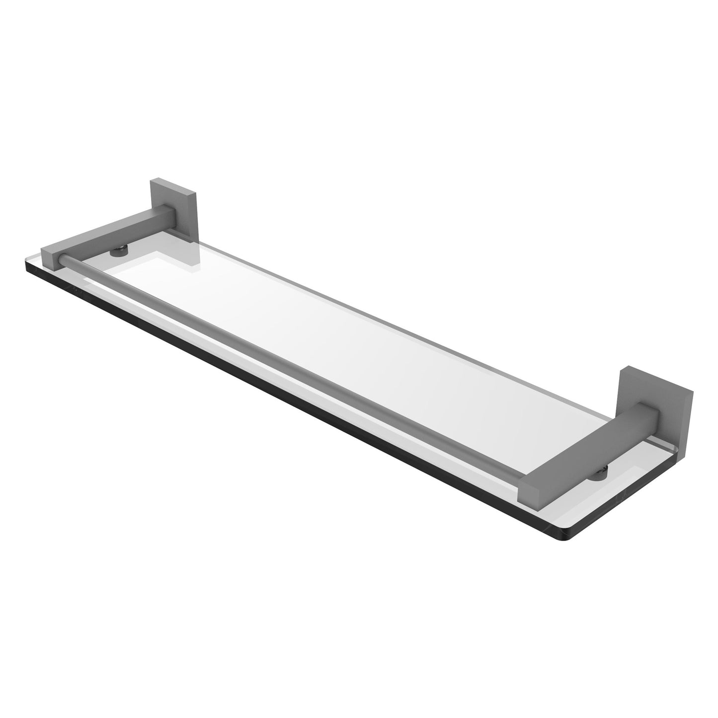 Allied Brass Montero 22" x 5.7" Matte Gray Solid Brass Glass Shelf With Gallery Rail