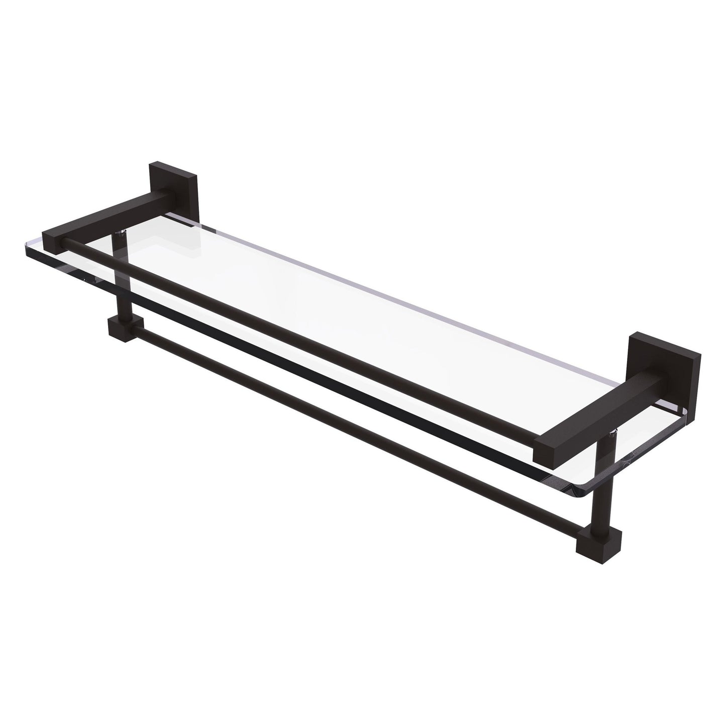 Allied Brass Montero 22" x 5.7" Oil Rubbed Bronze Solid Brass Gallery Glass Shelf With Towel Bar