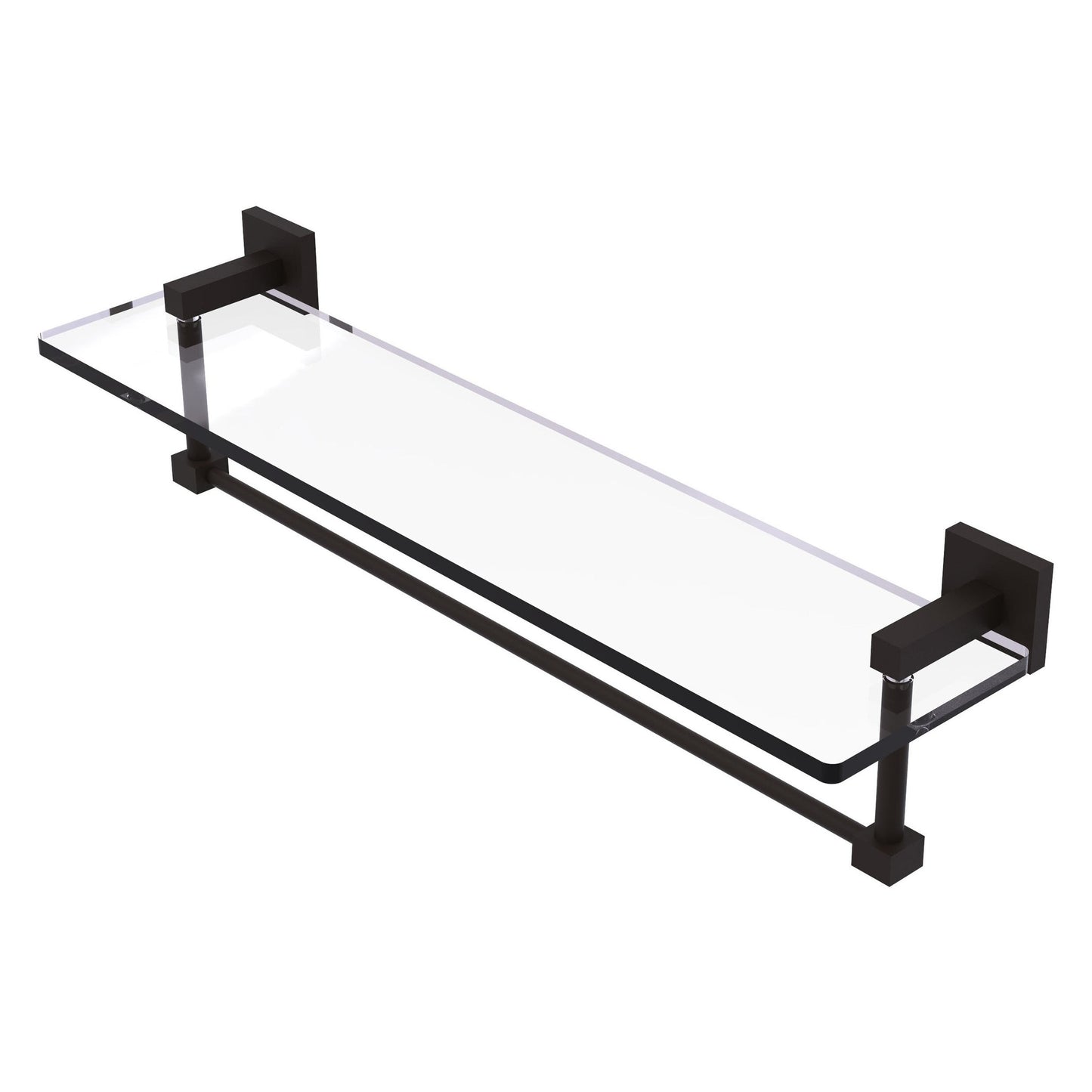 Allied Brass Montero 22" x 5.7" Oil Rubbed Bronze Solid Brass Glass Vanity Shelf With Integrated Towel Bar