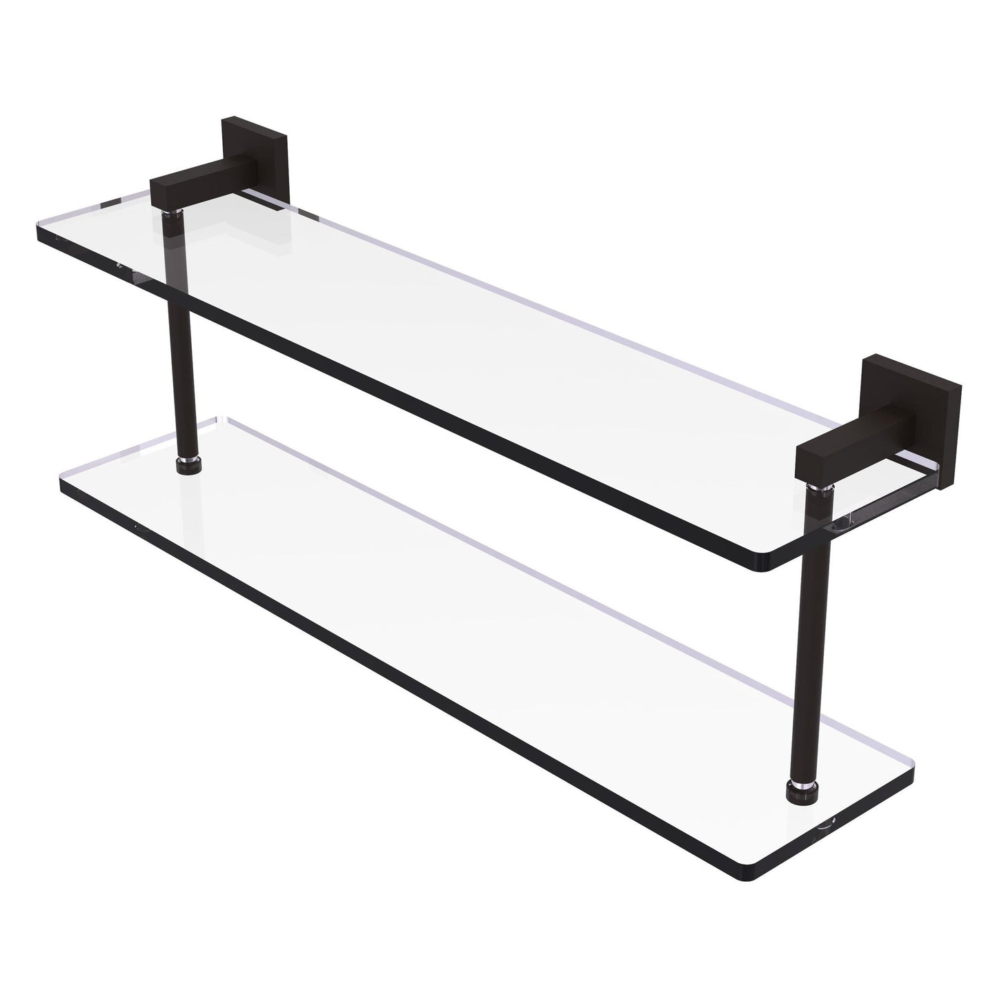 Allied Brass Montero 22" x 5.7" Oil Rubbed Bronze Solid Brass Two-Tiered Glass Shelf