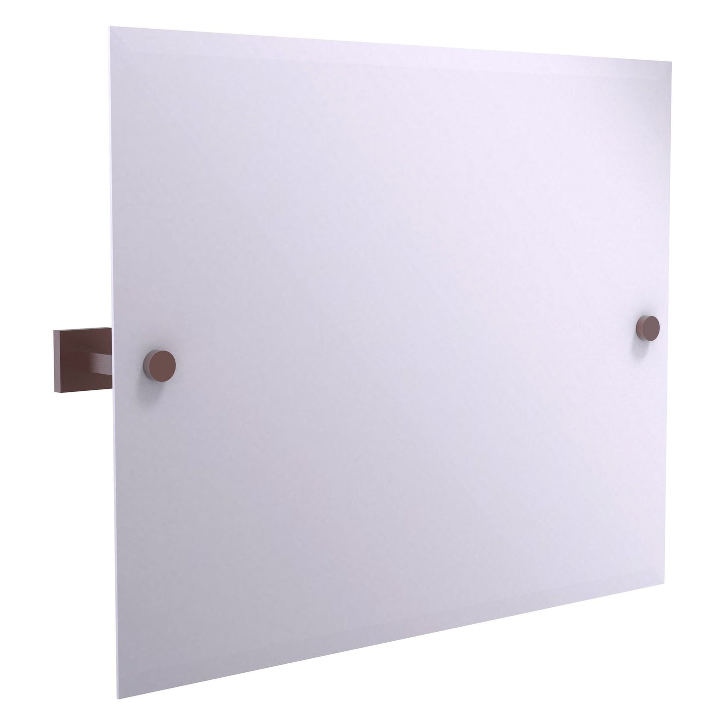 Allied Brass Montero 26" x 3.7" Antique Copper Solid Brass Contemporary Frameless Landscape Rectangular Tilt Mirror With Beveled Edge