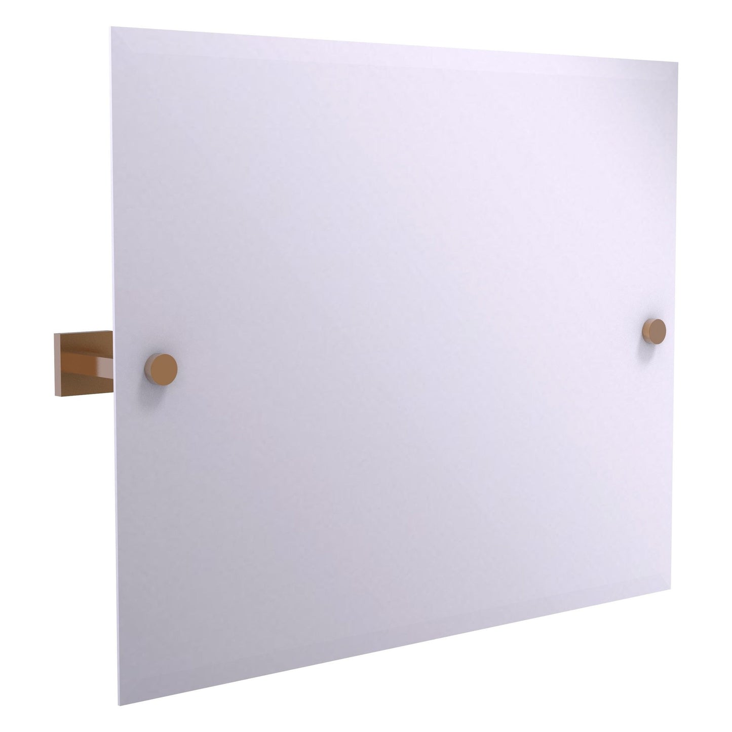 Allied Brass Montero 26" x 3.7" Brushed Bronze Solid Brass Contemporary Frameless Landscape Rectangular Tilt Mirror With Beveled Edge