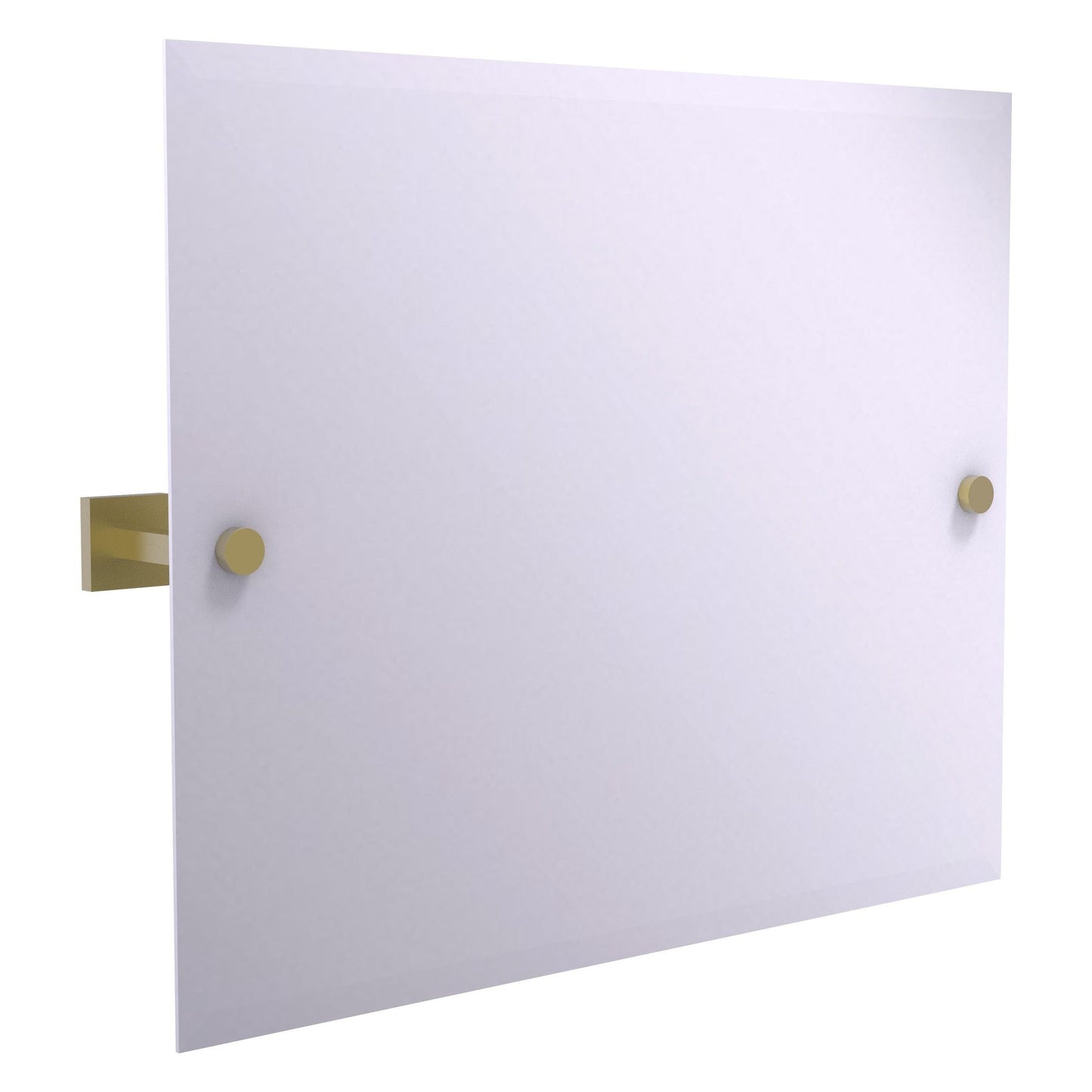 Allied Brass Montero 26" x 3.7" Satin Brass Solid Brass Contemporary Frameless Landscape Rectangular Tilt Mirror With Beveled Edge