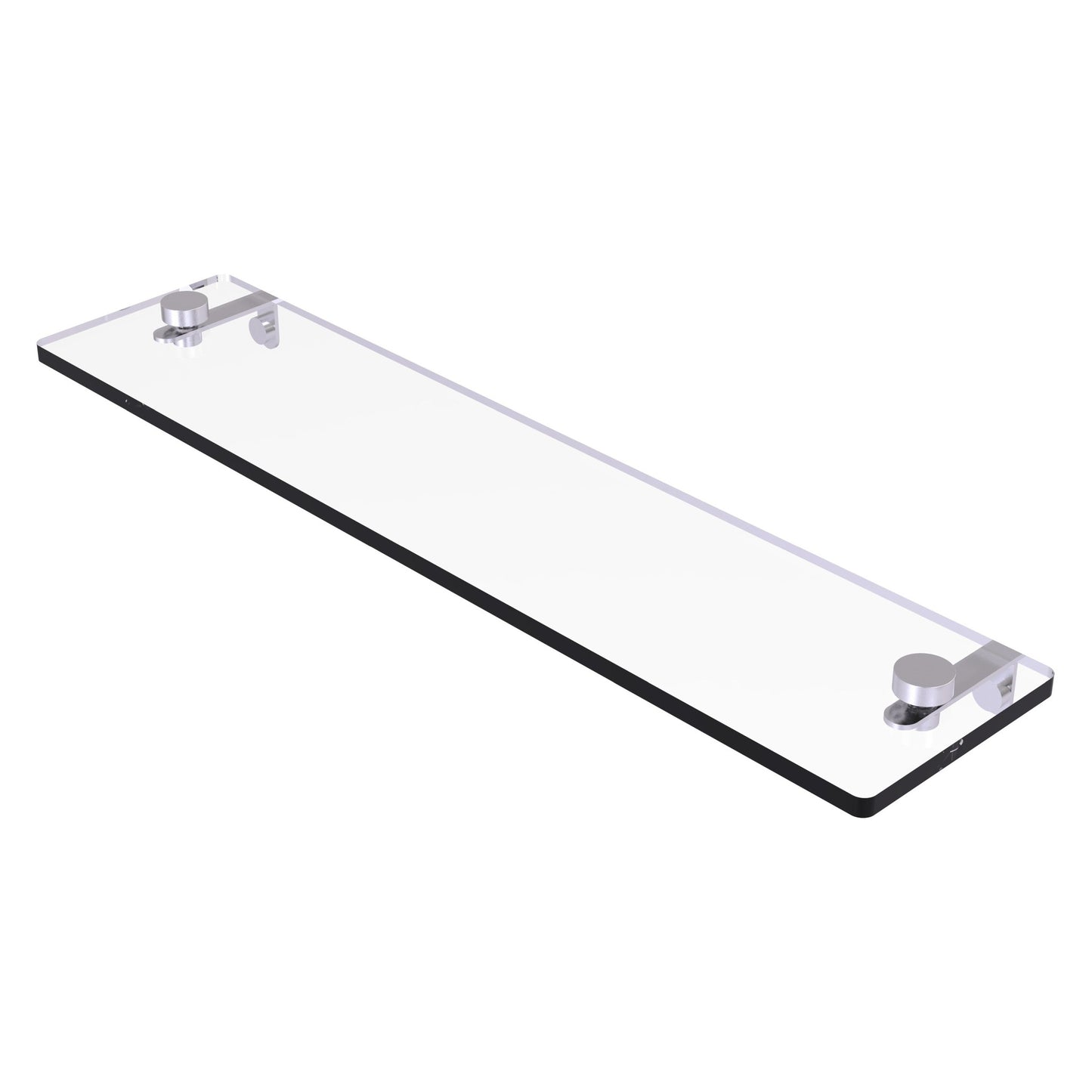 Allied Brass NS-1/16 16" x 5" Satin Chrome Solid Brass Glass Vanity Shelf With Beveled Edges