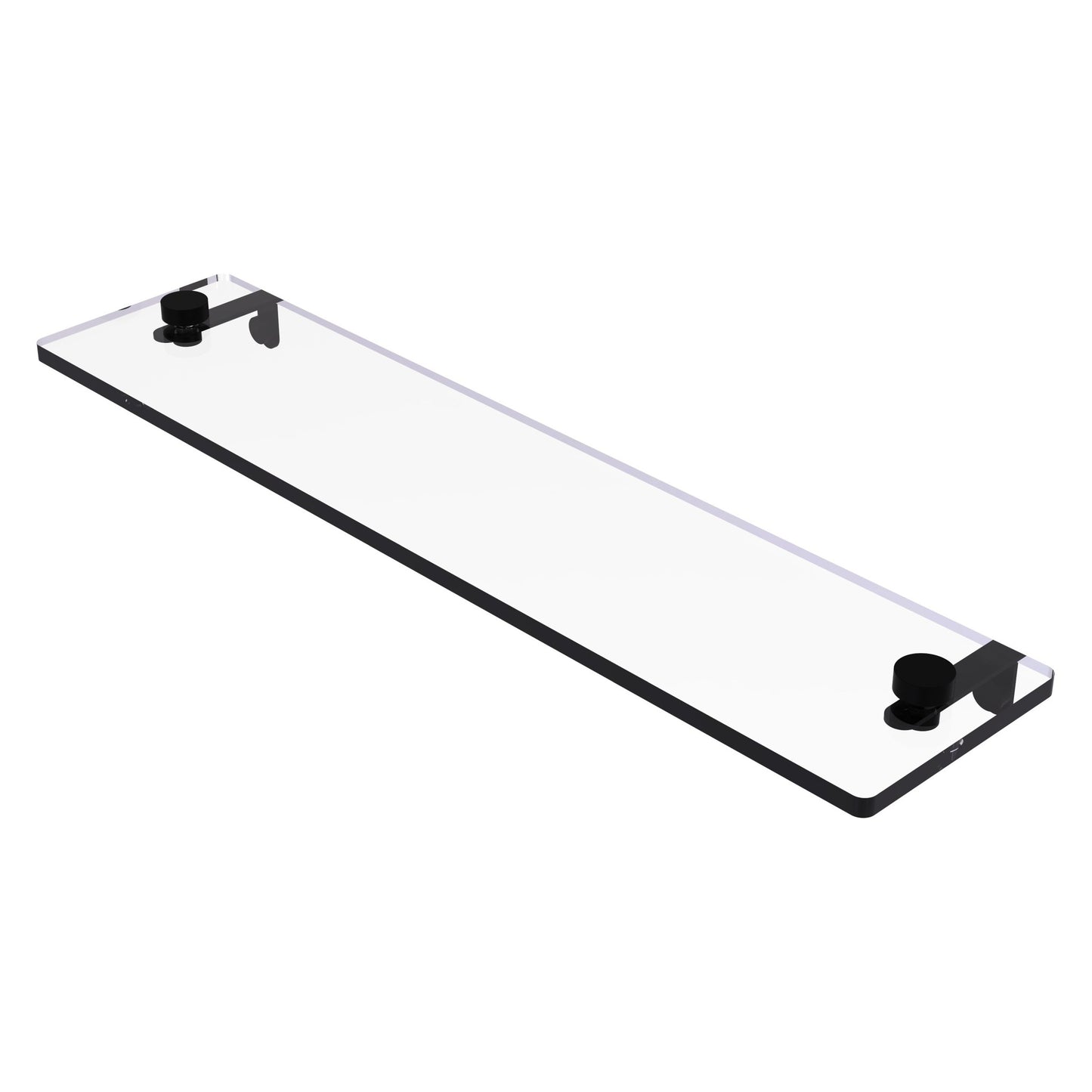 Allied Brass NS-1/22 22" x 5" Matte Black Solid Brass Glass Vanity Shelf With Beveled Edges