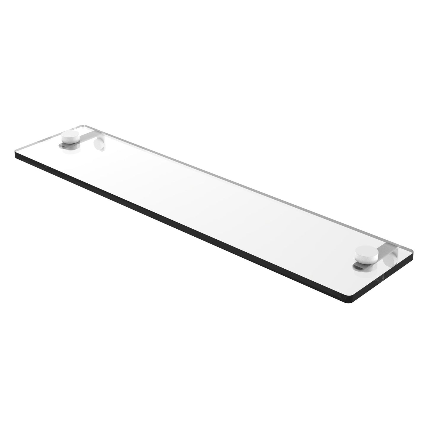 Allied Brass NS-1/22 22" x 5" Matte White Solid Brass Glass Vanity Shelf With Beveled Edges