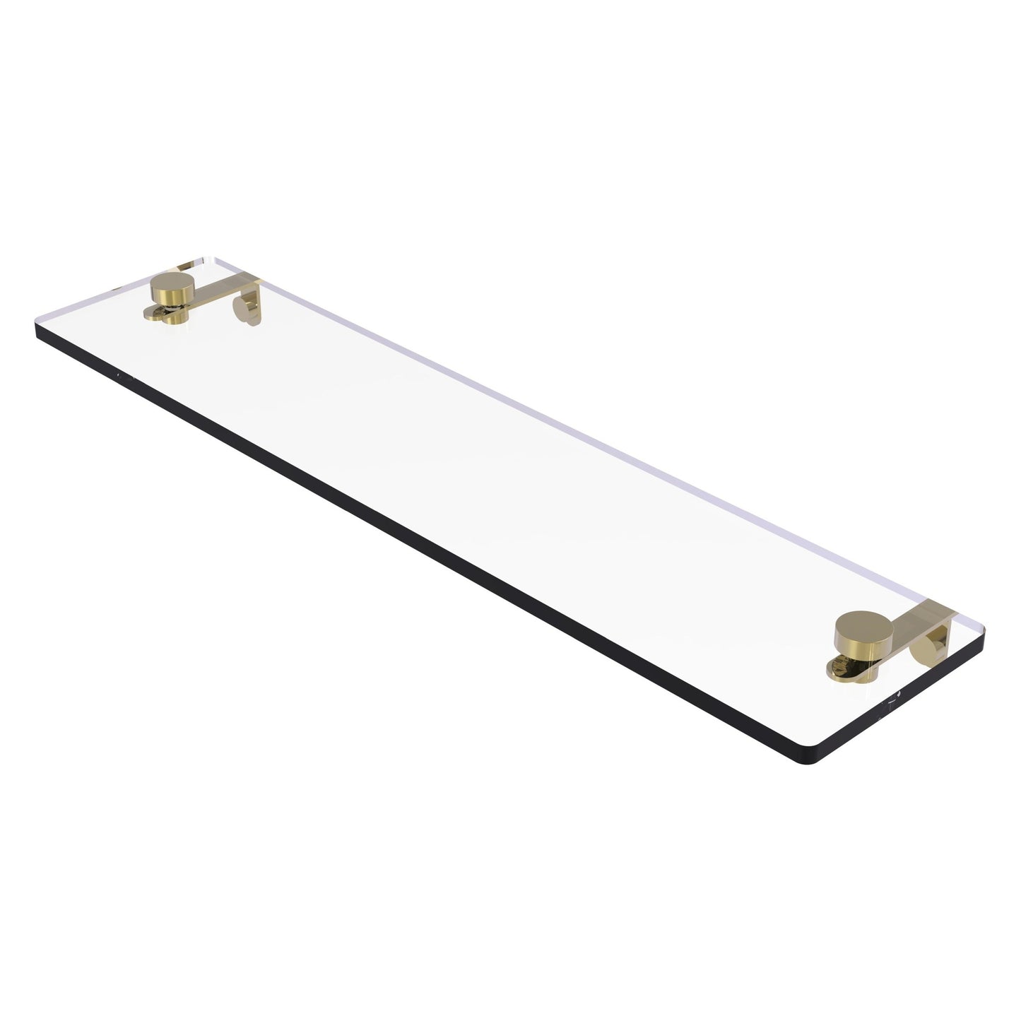 Allied Brass NS-1/22 22" x 5" Unlacquered Brass Solid Brass Glass Vanity Shelf With Beveled Edges