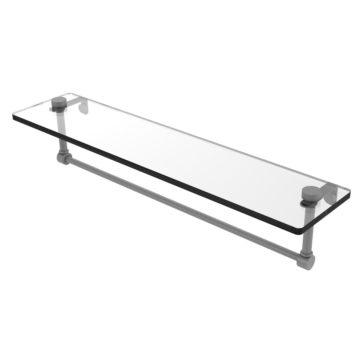 Allied Brass NS-1/22TB 22" x 5" Matte Gray Solid Brass Glass Vanity Shelf With Integrated Towel Bar