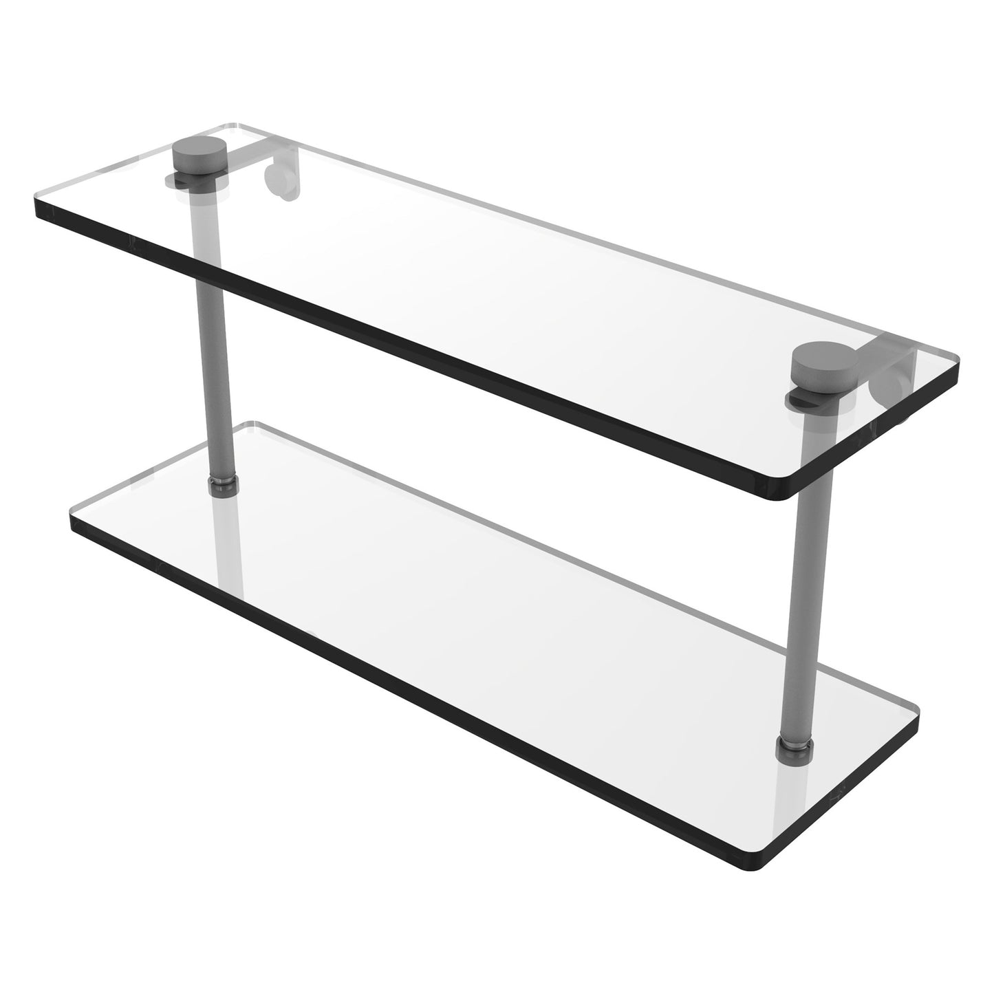 Allied Brass NS-2/16 16" x 5" Matte Gray Solid Brass Two-Tiered Glass Shelf