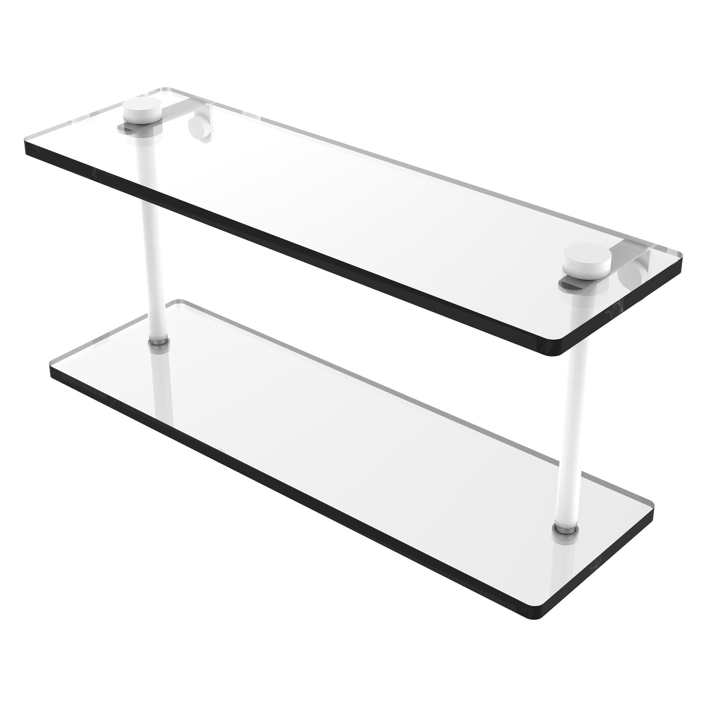 Allied Brass NS-2/16 16" x 5" Matte White Solid Brass Two-Tiered Glass Shelf